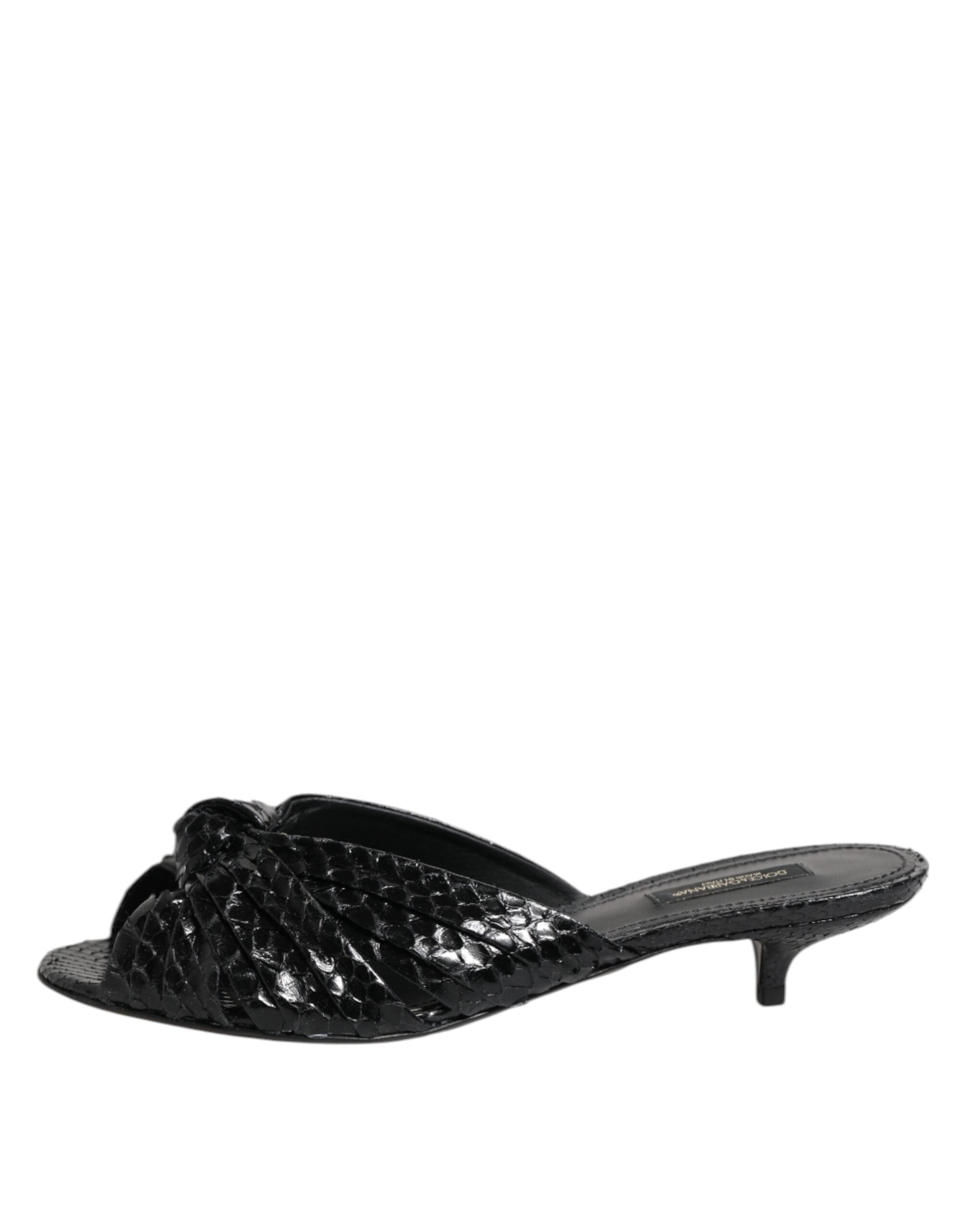 Dolce & Gabbana Schwarz Leder Absätze Sandalen Schuhe-6