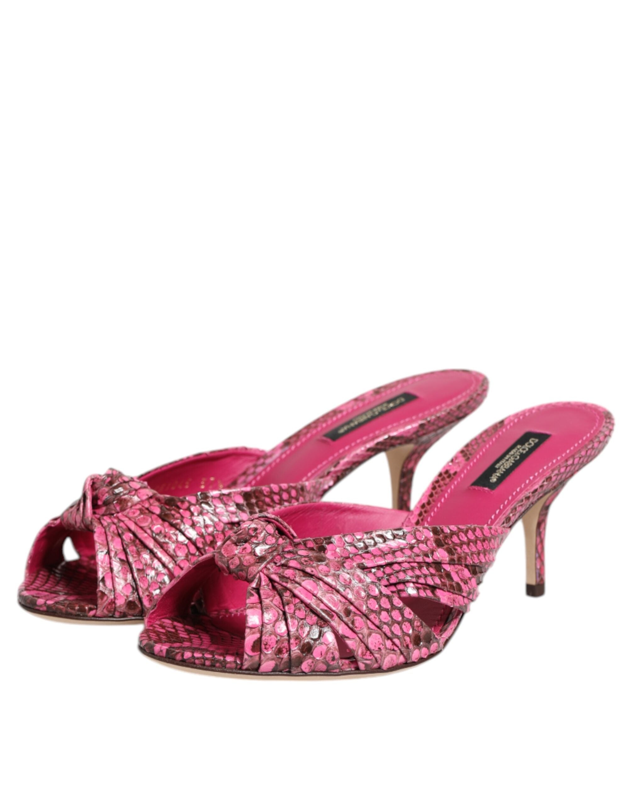 Sandalias de tacón de piel rosa de Dolce & Gabbana-4