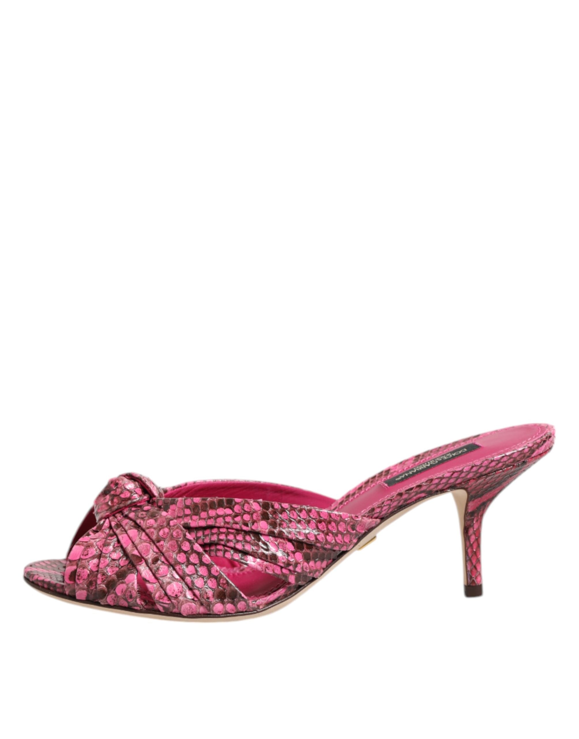Sandalias de tacón de piel rosa de Dolce & Gabbana-6