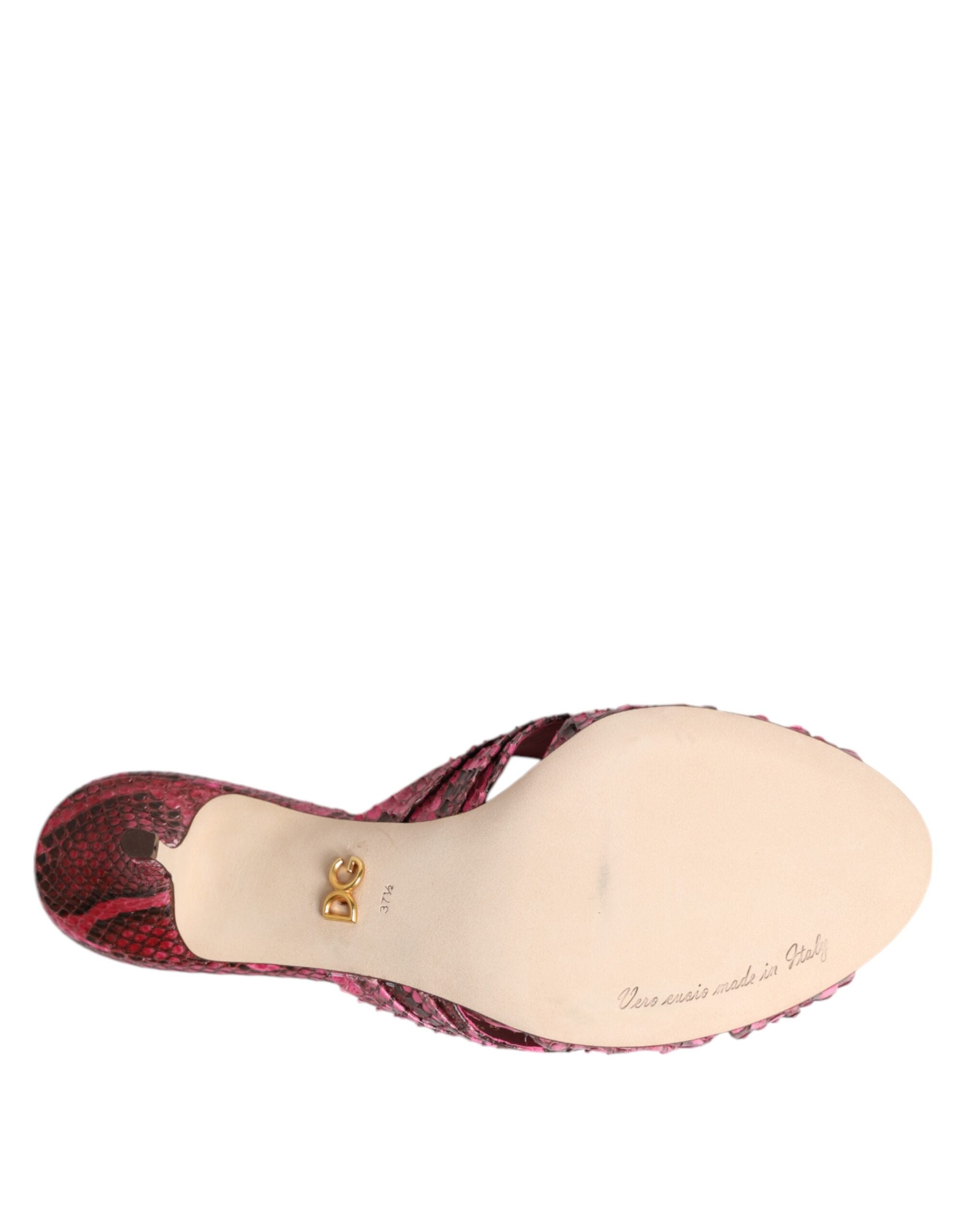 Sandalias de tacón de piel rosa de Dolce & Gabbana-8