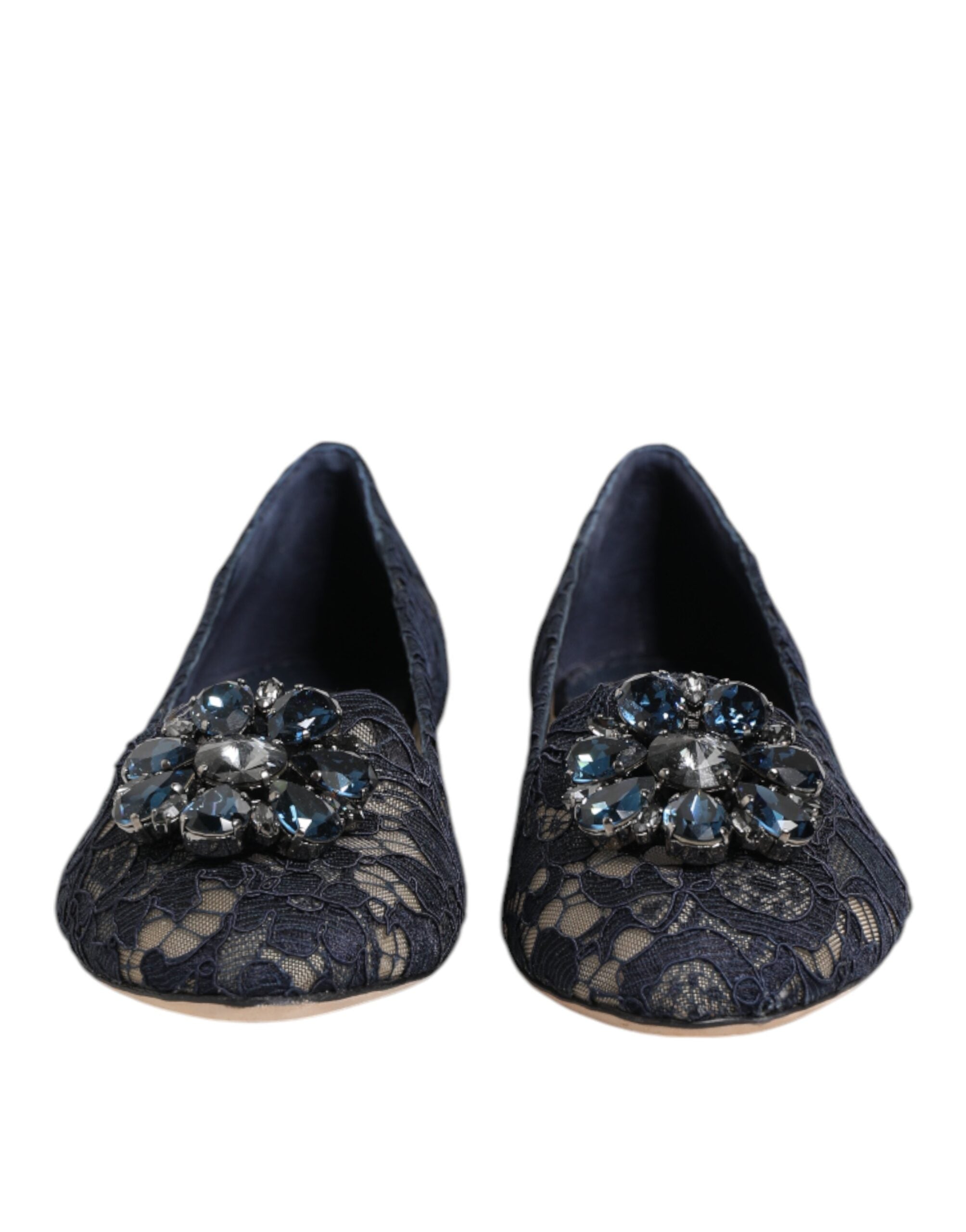 Zapatos planos con encaje de cristal Taormina en azul de Dolce & Gabbana-2
