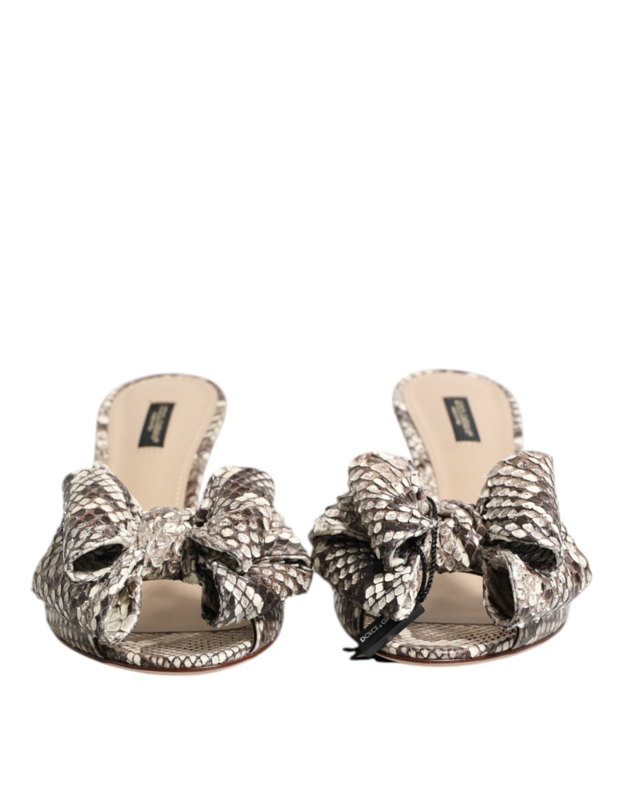 Dolce & Gabbana Multicolor Keira Bow Leather Peep Toe Mules Shoes-2