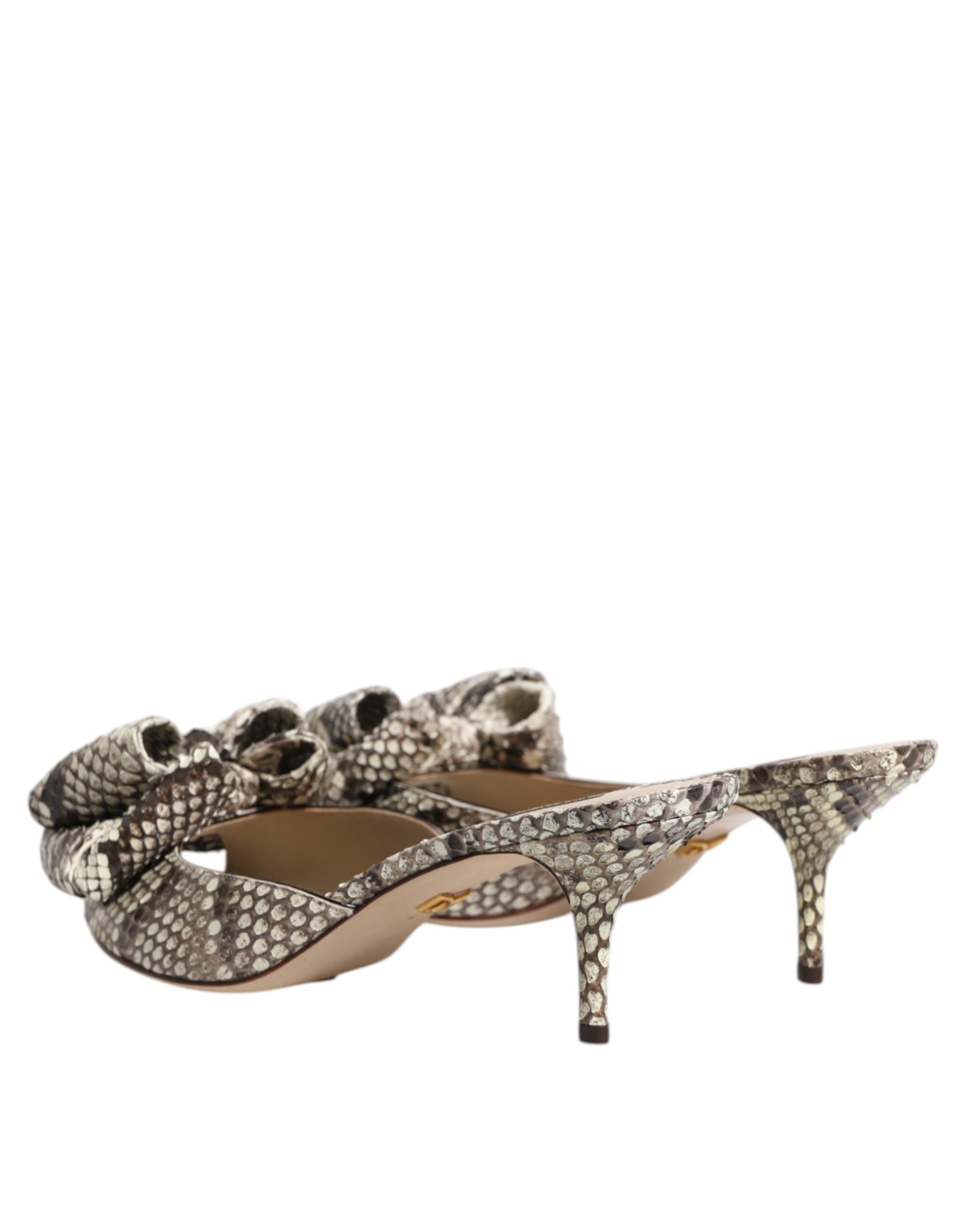 Dolce & Gabbana Multicolor Keira Bow Leather Peep Toe Mules Shoes-5
