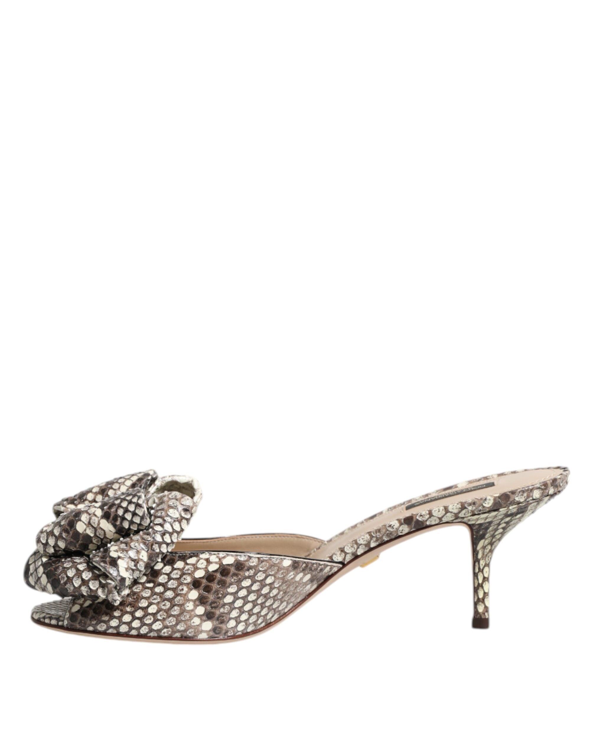 Dolce & Gabbana Multicolor Keira Bow Leather Peep Toe Mules Shoes-6