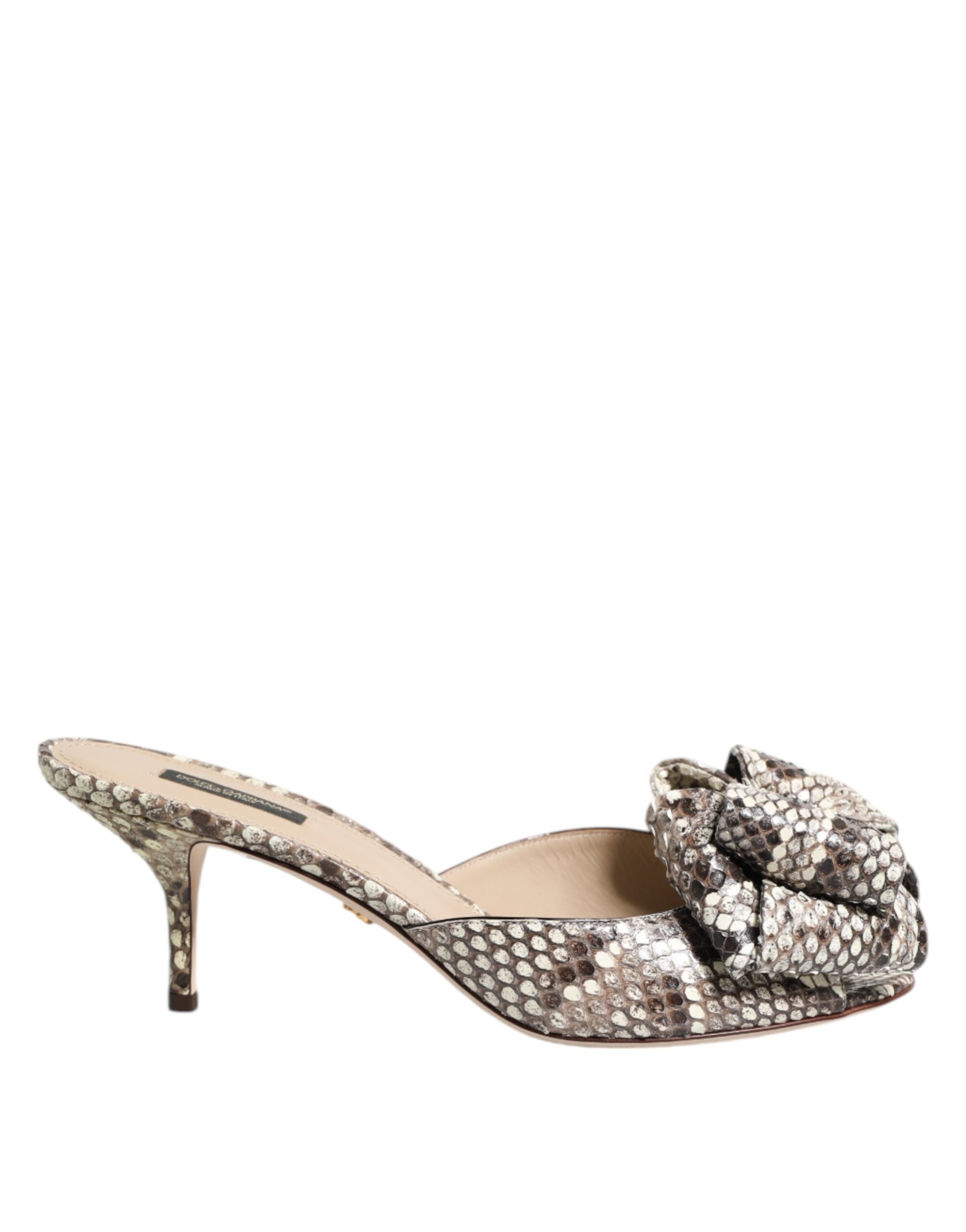 Dolce & Gabbana Multicolor Keira Bow Leather Peep Toe Mules Shoes-1