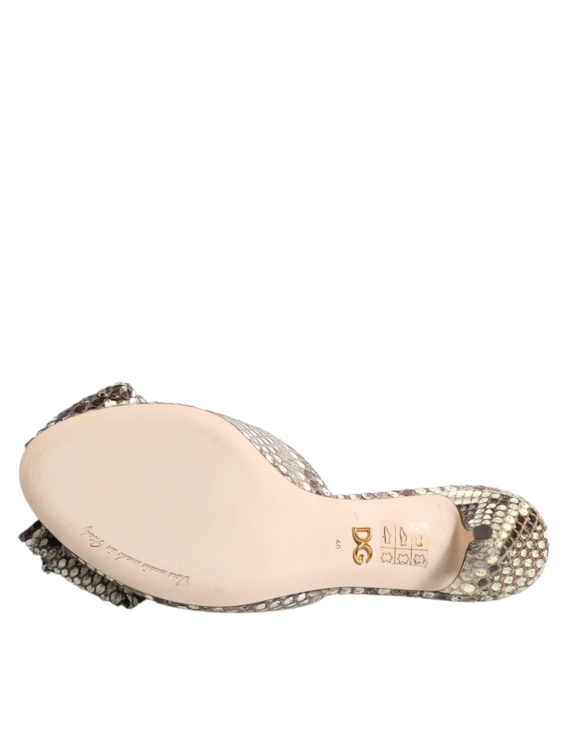 Dolce & Gabbana Multicolor Keira Bow Leather Peep Toe Mules Shoes-8