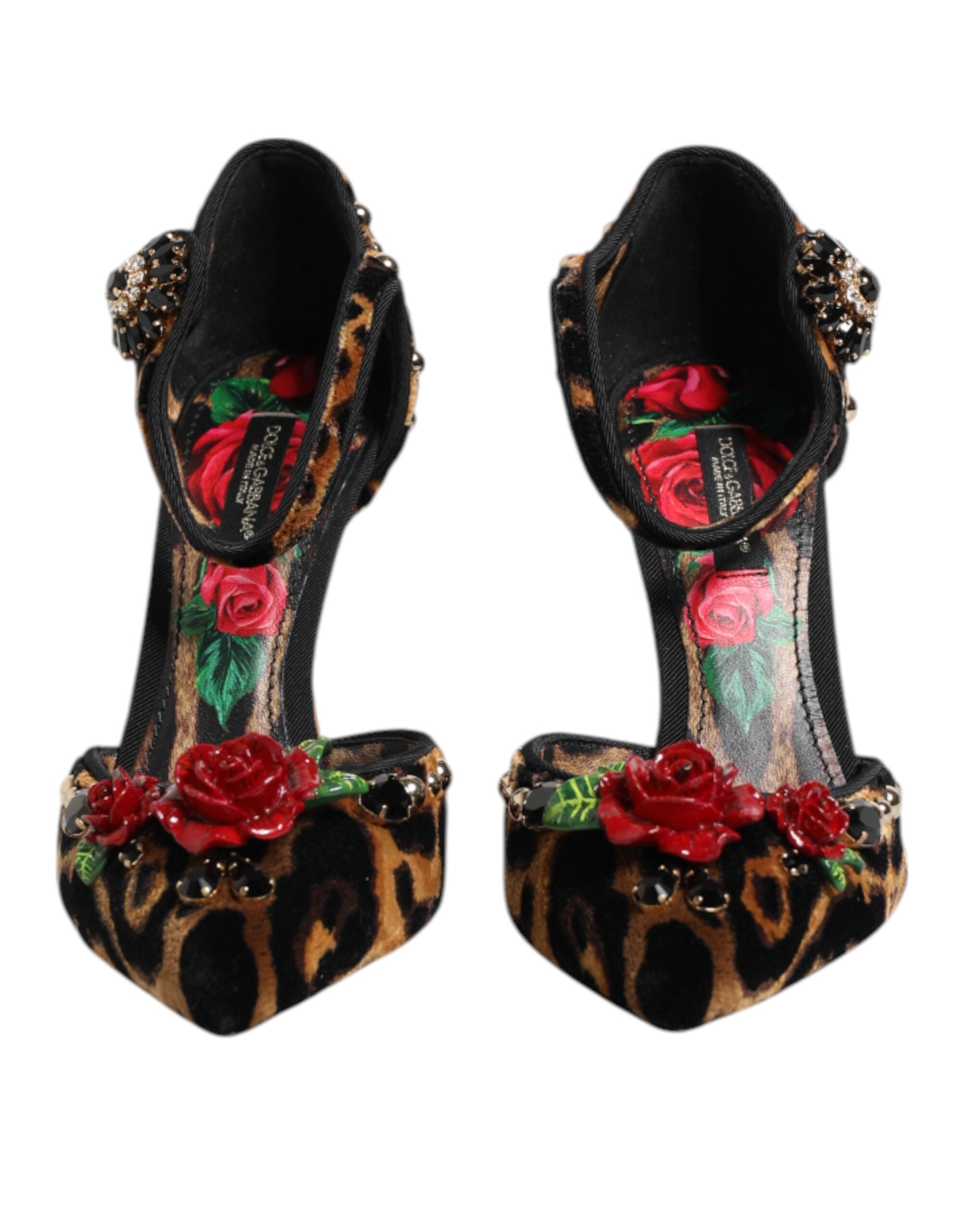 Dolce & Gabbana Braun Leopard Crystal Roses Pumps Schuhe-2