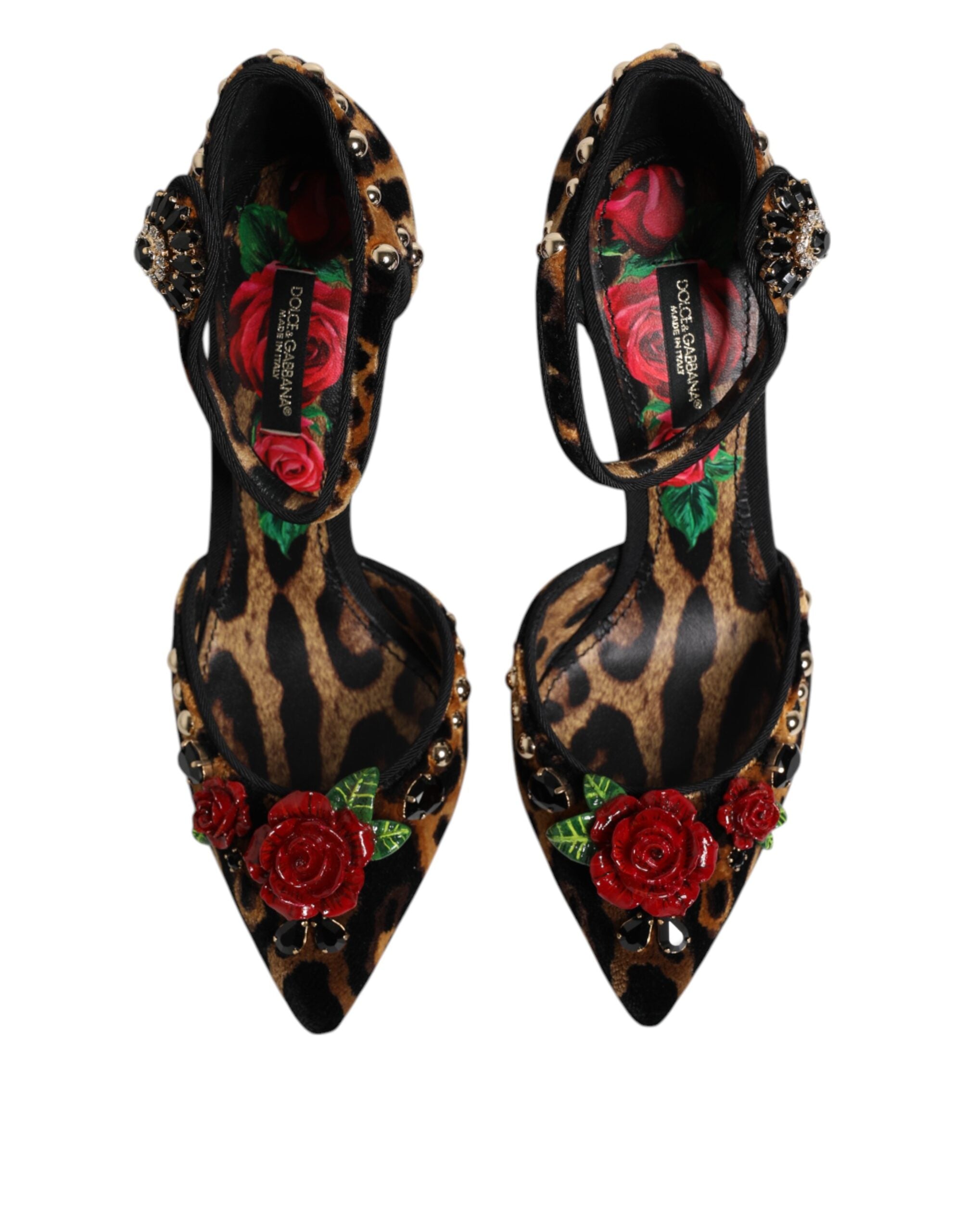 Dolce & Gabbana Braun Leopard Crystal Roses Pumps Schuhe-3