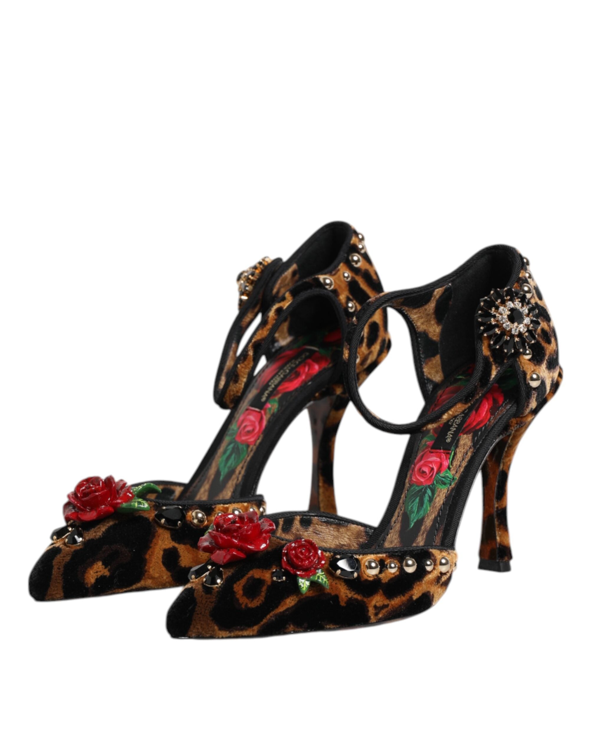 Dolce & Gabbana Braun Leopard Crystal Roses Pumps Schuhe-4