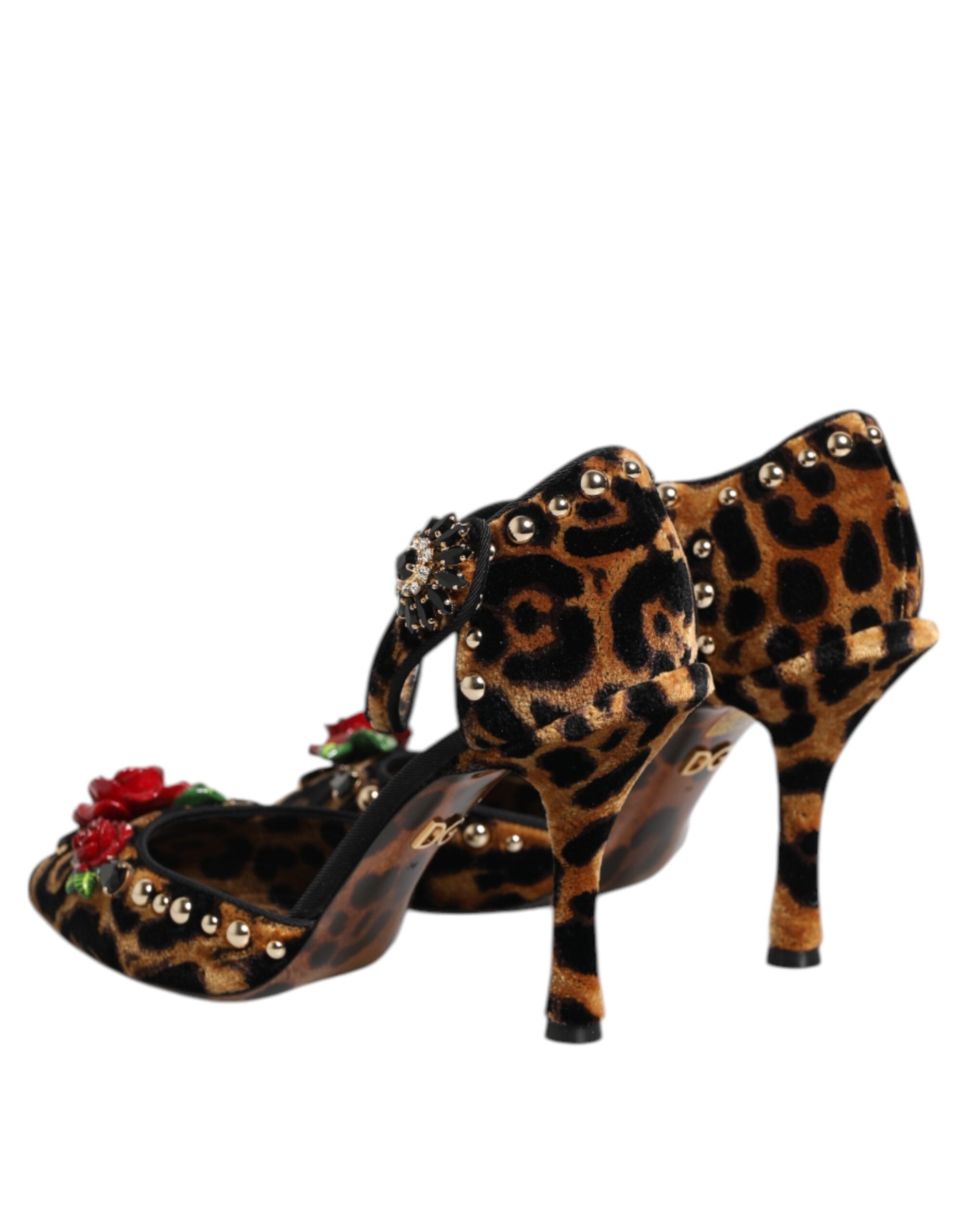 Dolce & Gabbana Braun Leopard Crystal Roses Pumps Schuhe-5