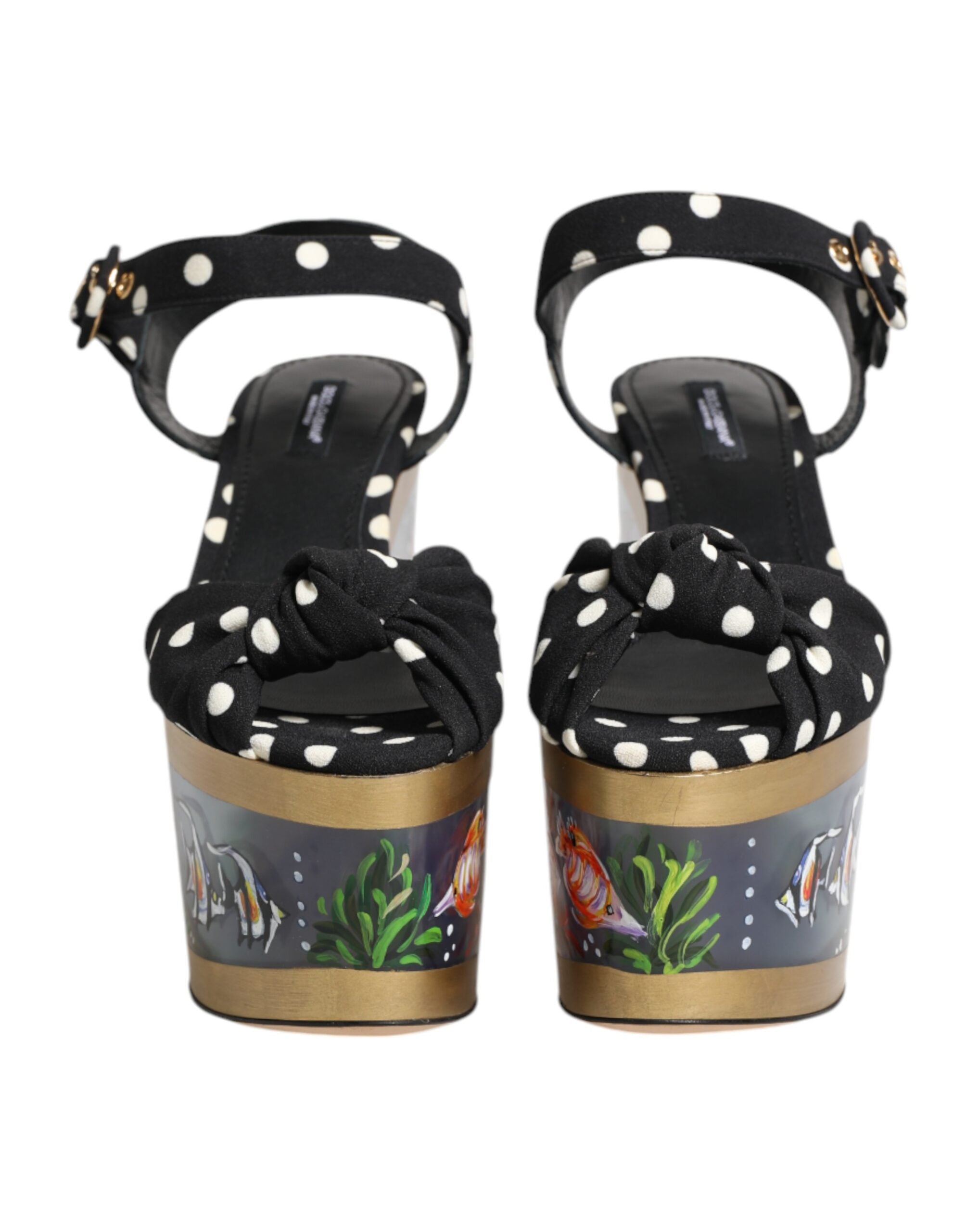 Dolce & Gabbana Multicolor Fish Polka Dot Wedge Sandals Shoes-2