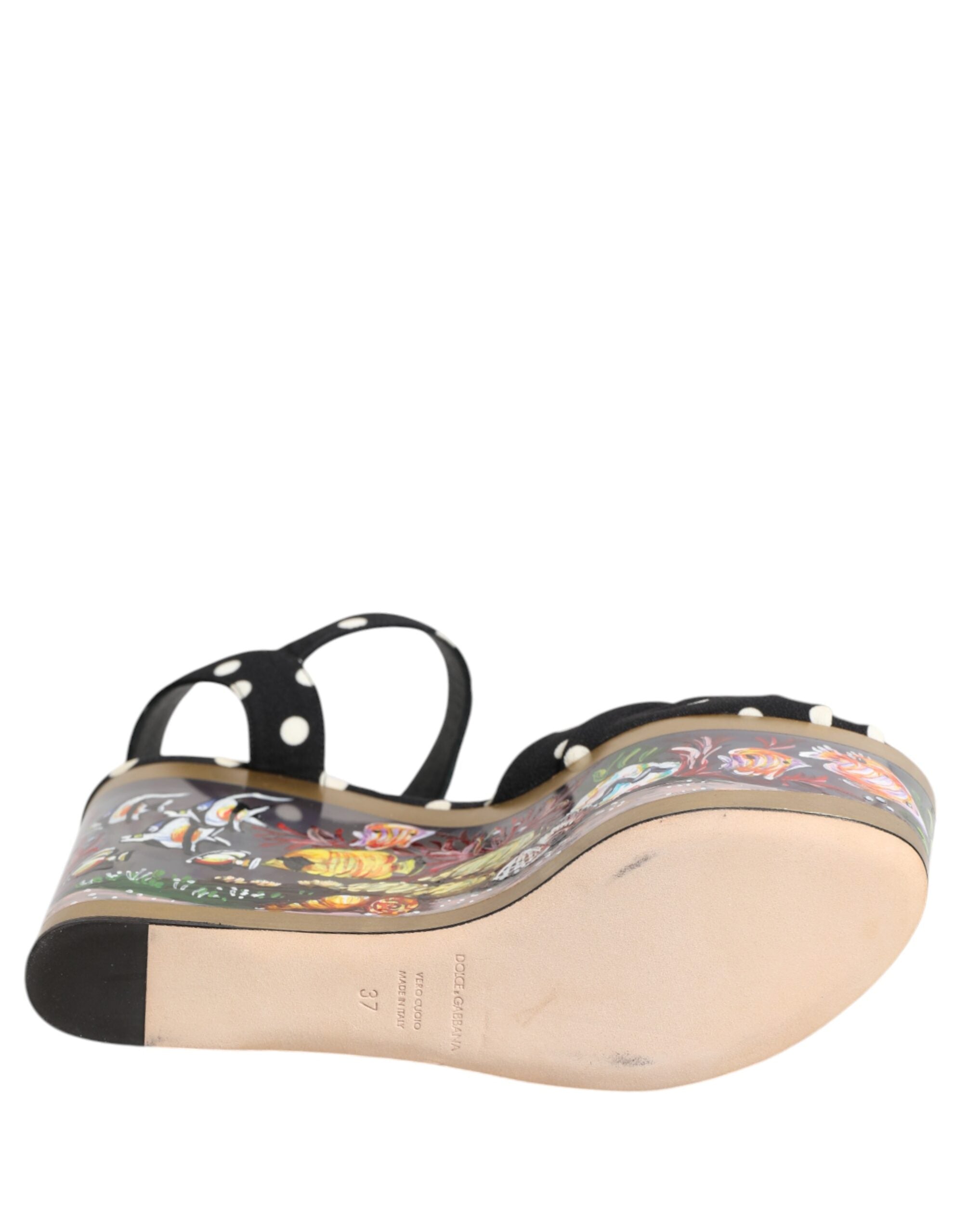 Dolce & Gabbana Multicolor Fish Polka Dot Wedge Sandals Shoes-8