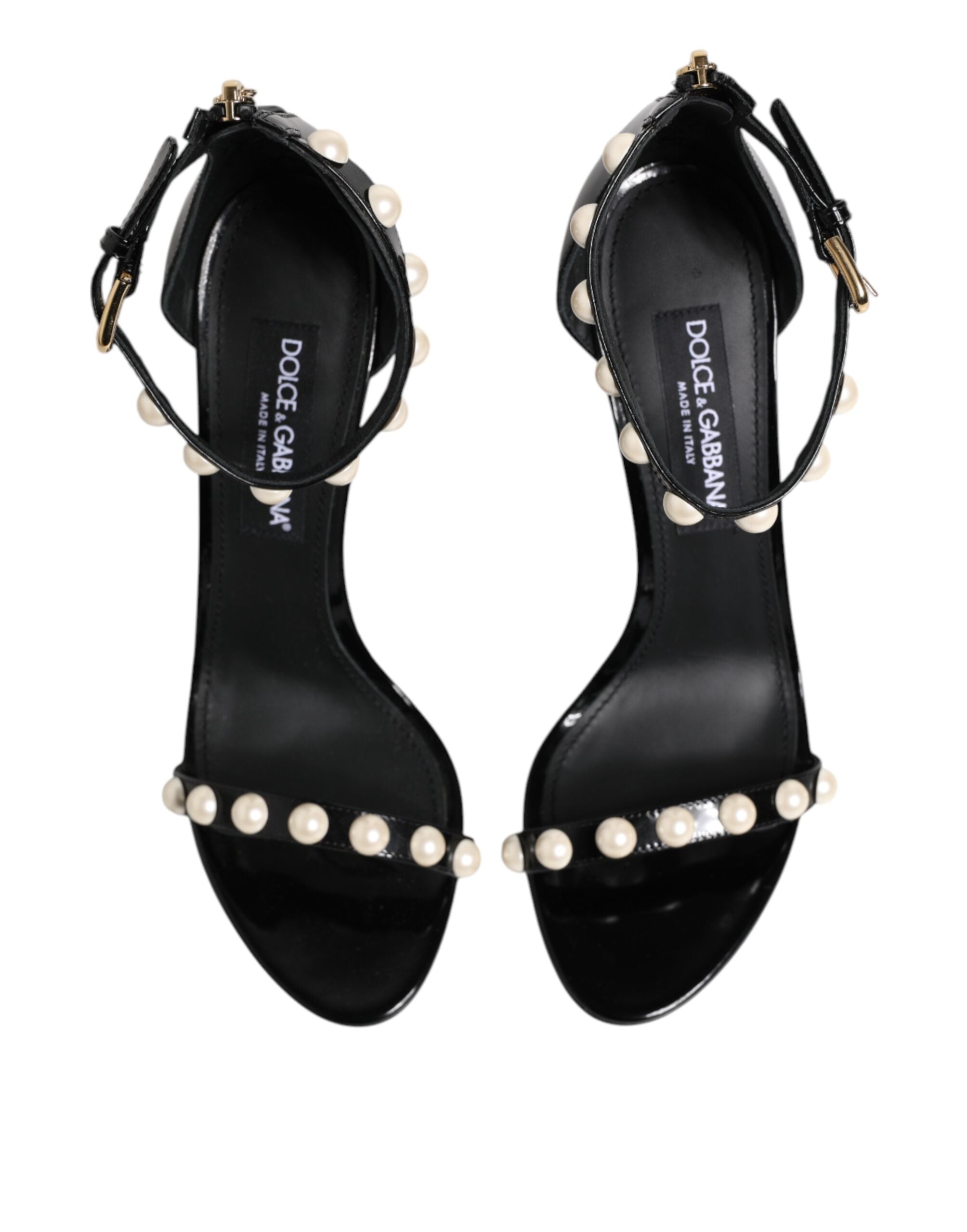 Dolce & Gabbana Black KEIRA Pearl-Embellished Sandals Shoes-3