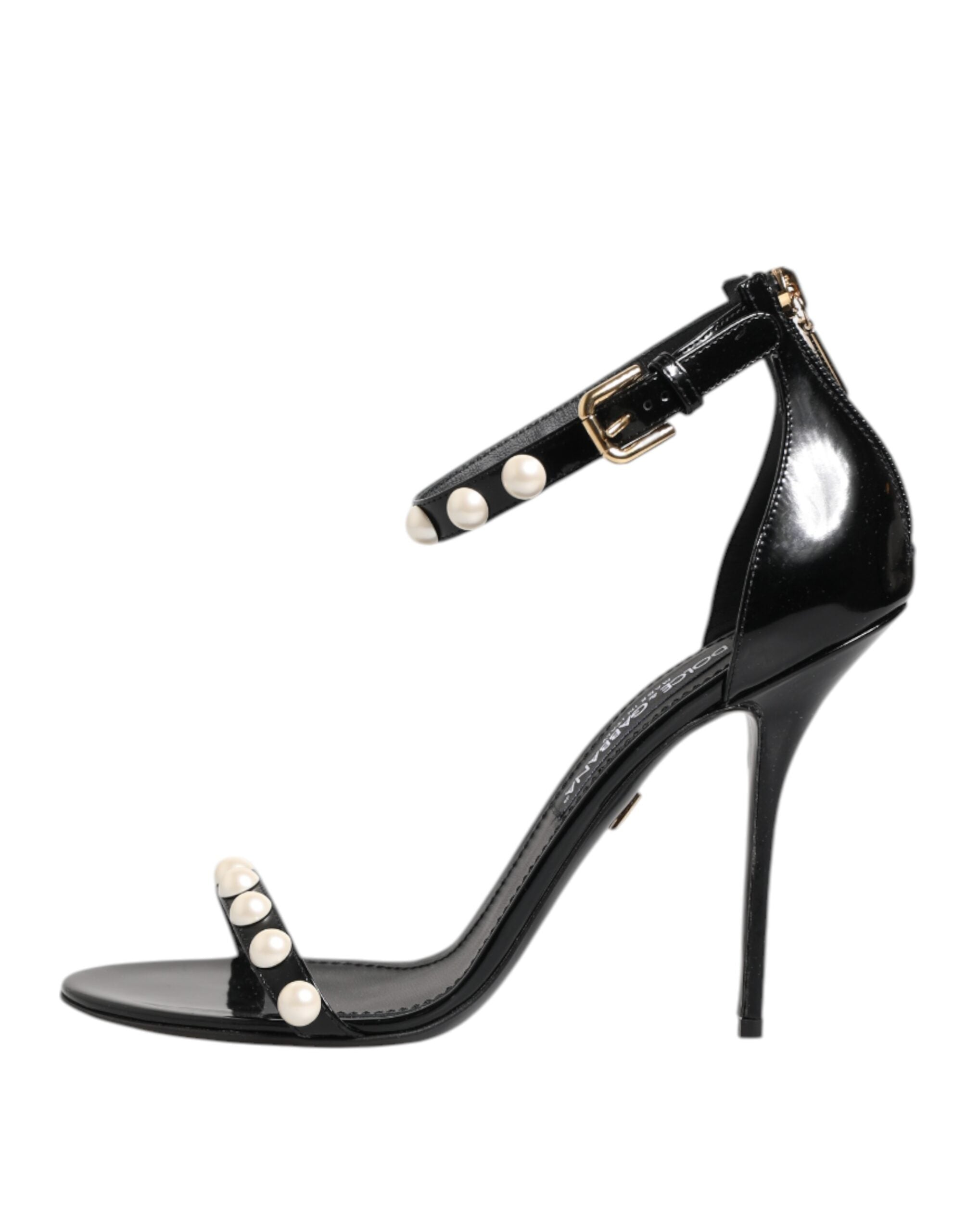 Dolce & Gabbana Black KEIRA Pearl-Embellished Sandals Shoes-6