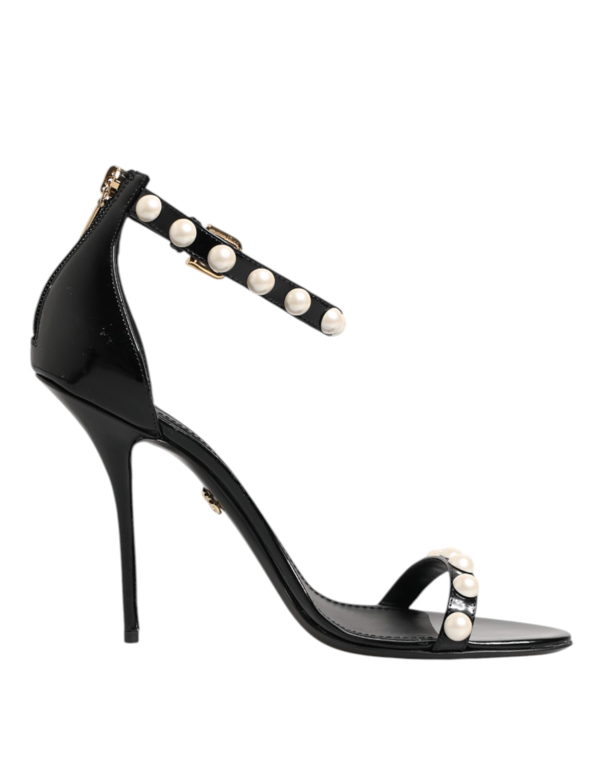 Dolce & Gabbana Black KEIRA Pearl-Embellished Sandals Shoes-1