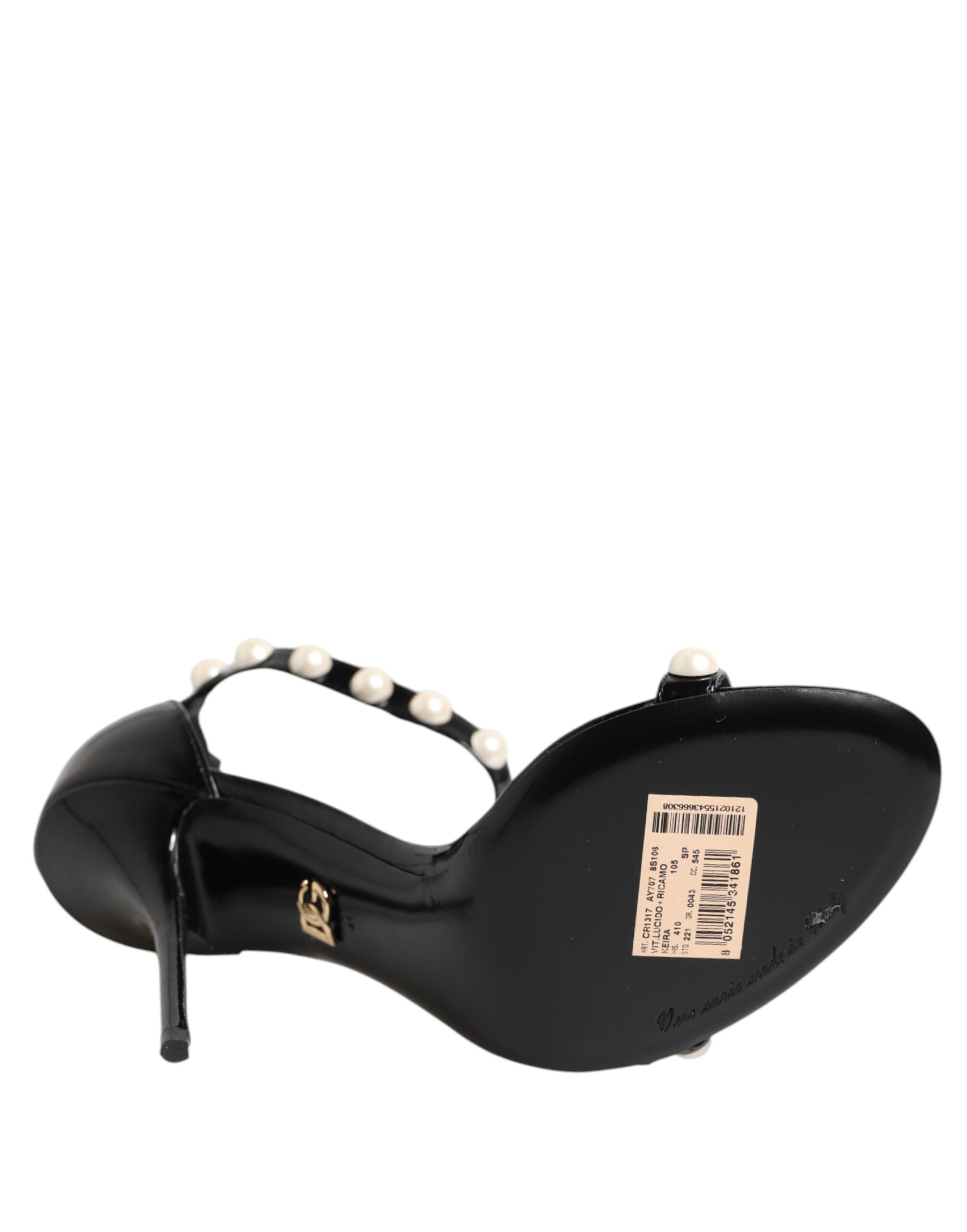 Dolce & Gabbana Black KEIRA Pearl-Embellished Sandals Shoes-8