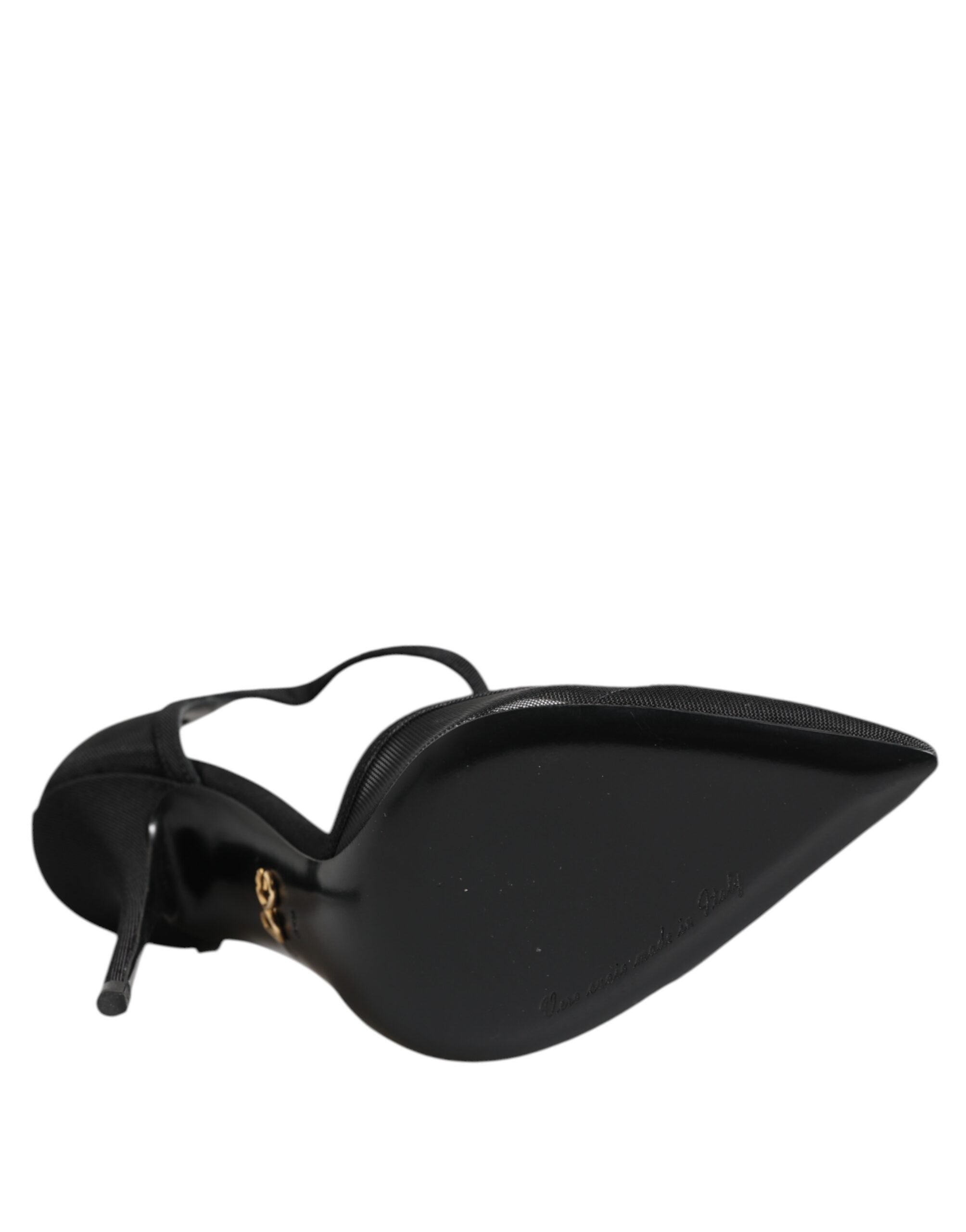 Zapatos de tacón alto de aguja con tiras en T de malla negra de Dolce & Gabbana-8