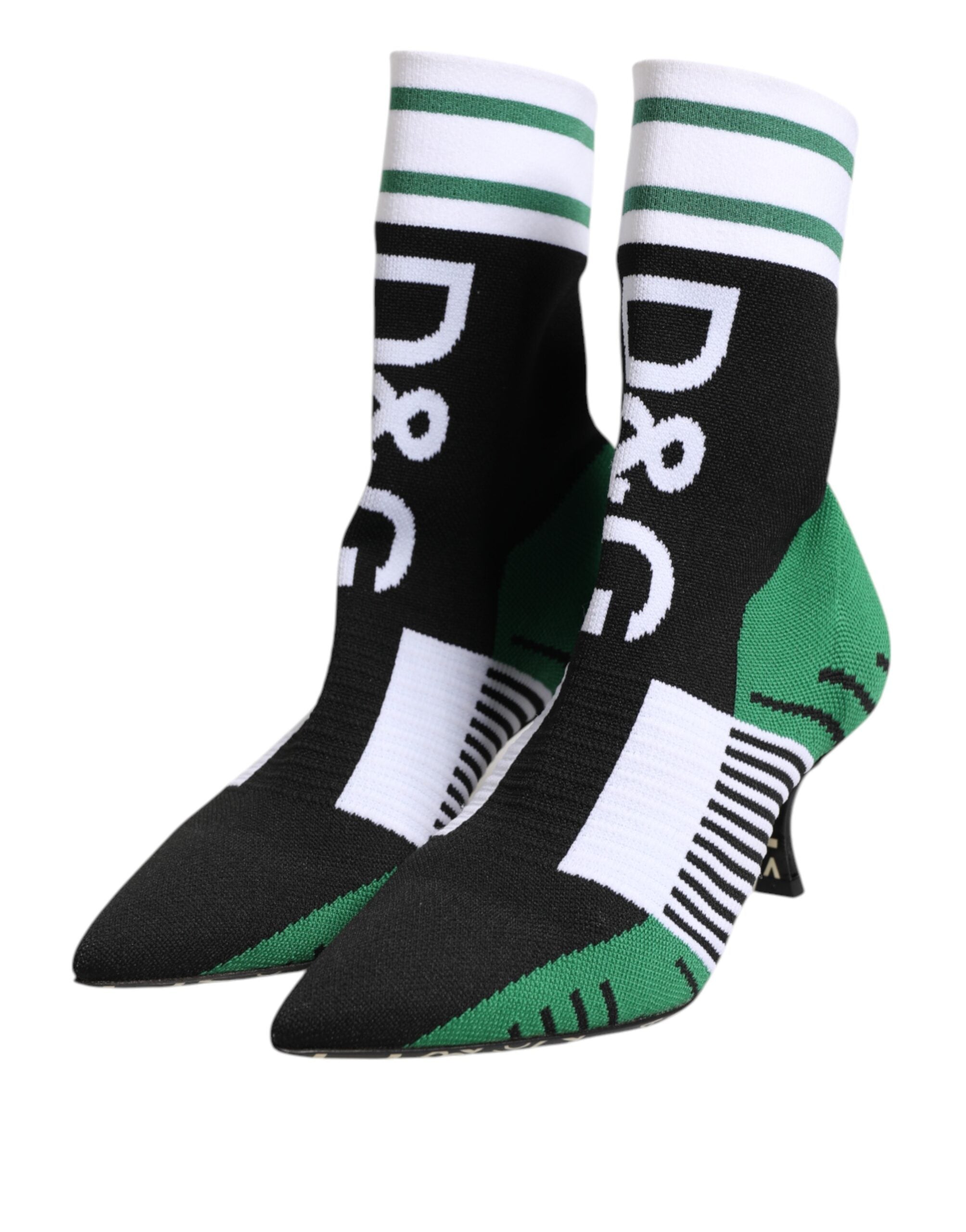 Dolce & Gabbana Green Stretch Sock Style Ankle Boots Shoes-4