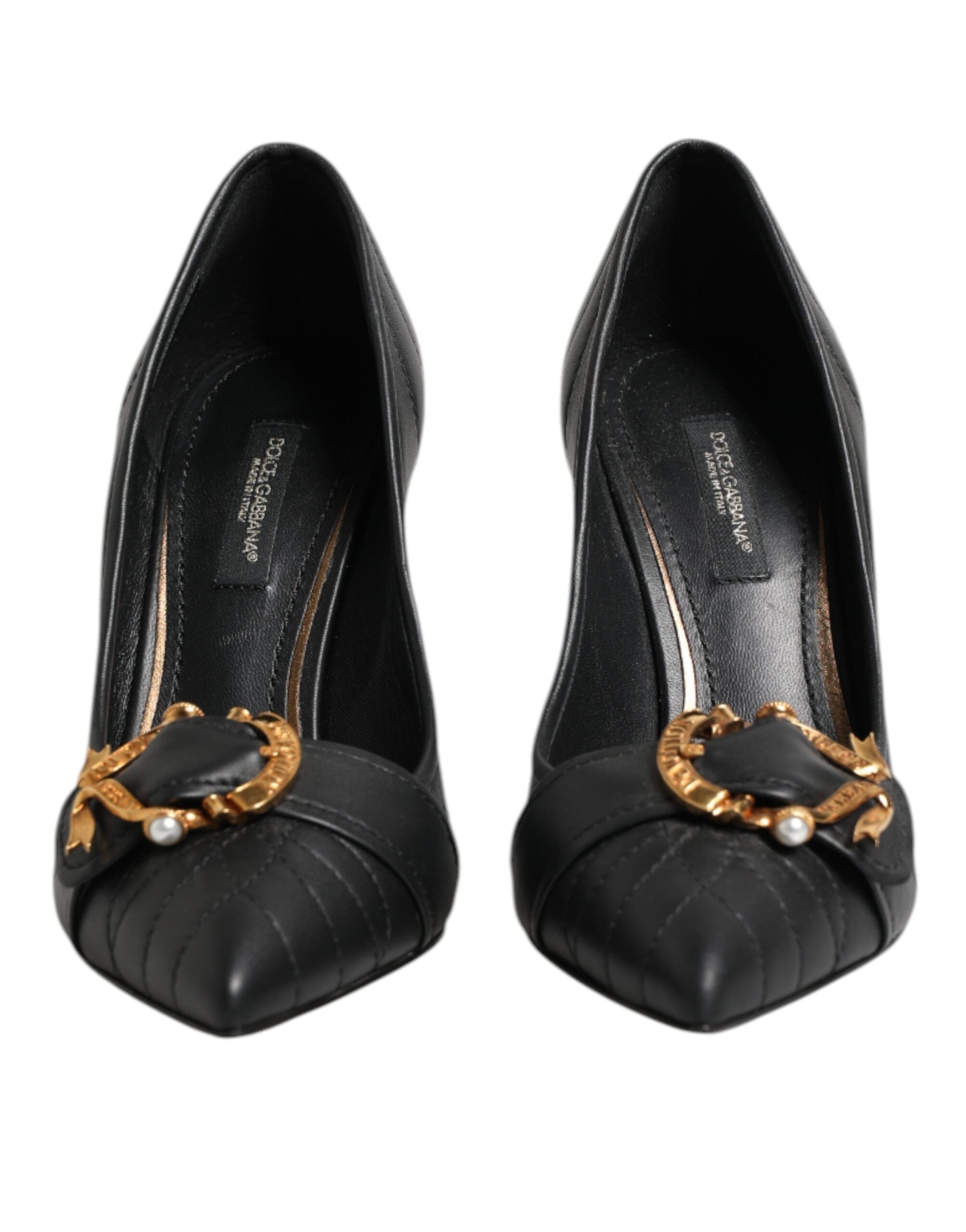 Dolce & Gabbana Schwarz Devotion Leder Heels Pumps Schuhe-2