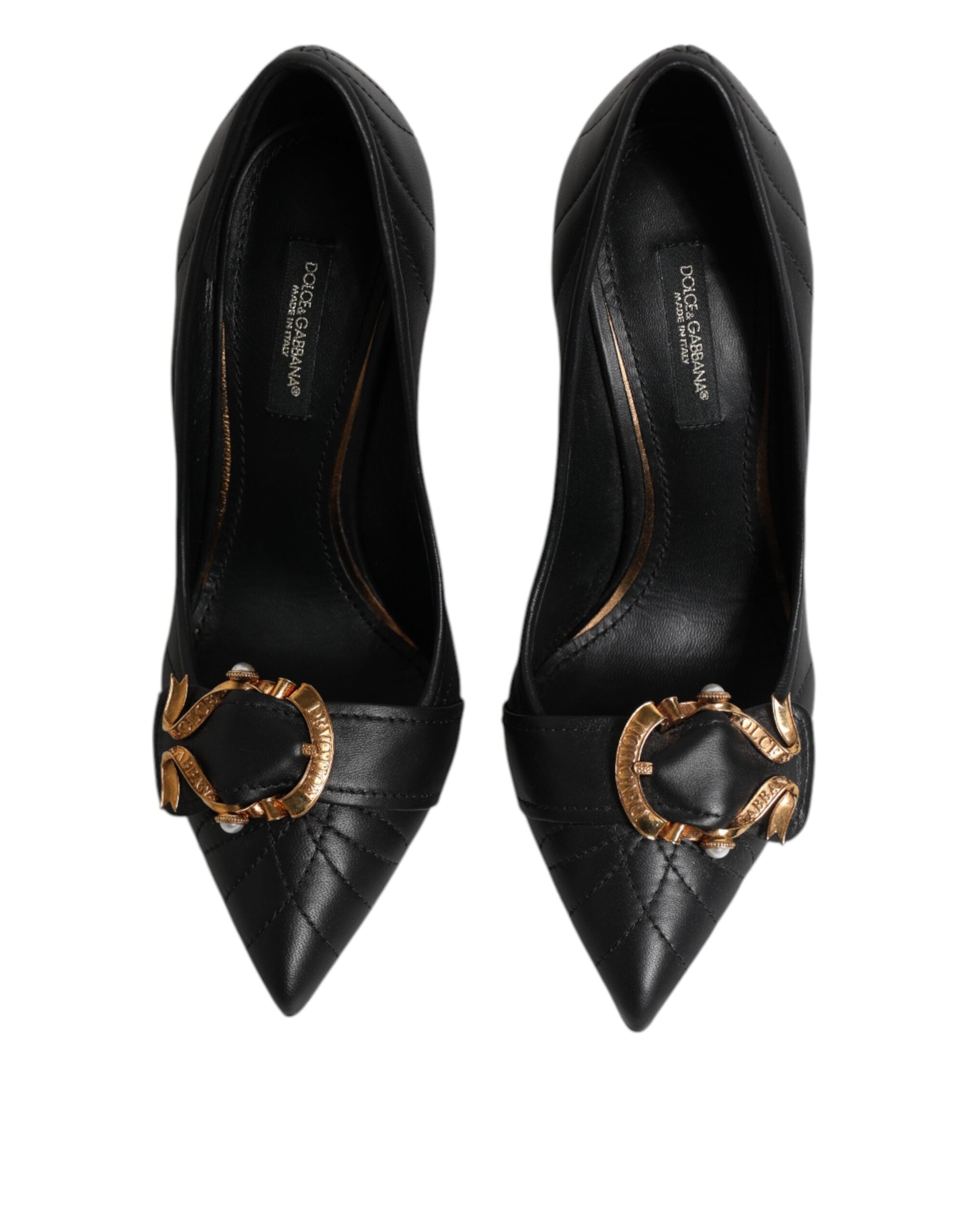 Dolce & Gabbana Schwarz Devotion Leder Heels Pumps Schuhe-3