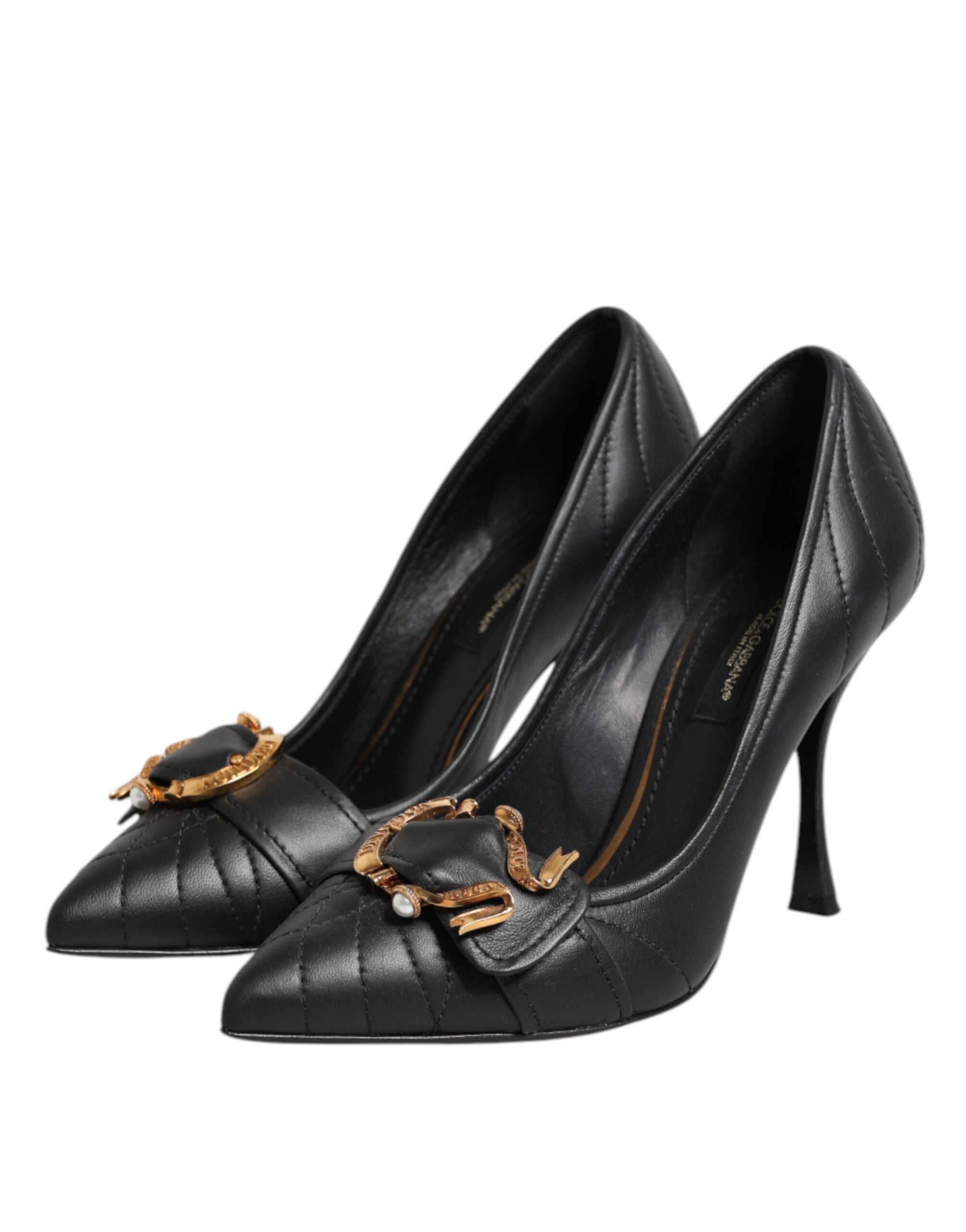 Dolce & Gabbana Schwarz Devotion Leder Heels Pumps Schuhe-4