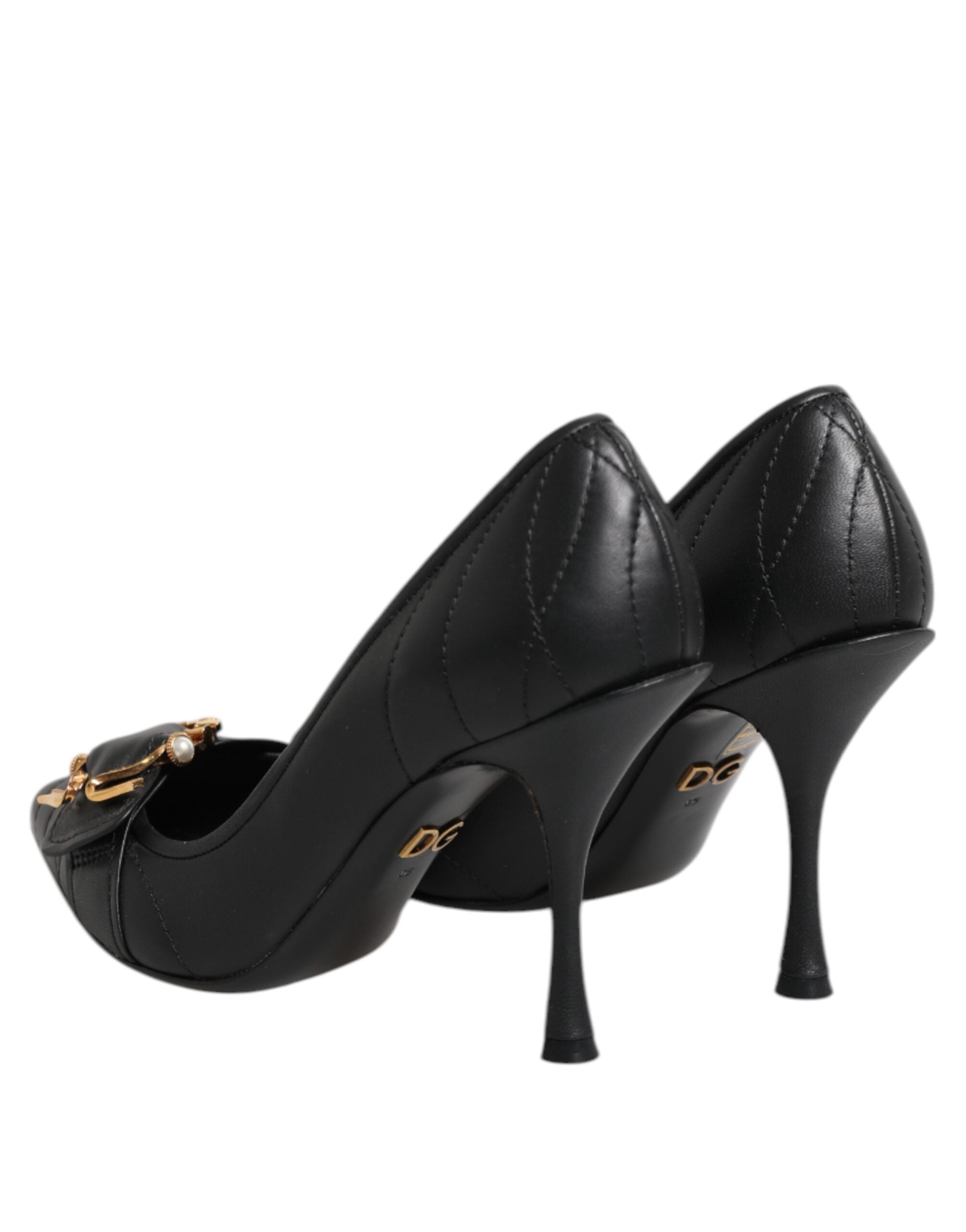 Dolce & Gabbana Schwarz Devotion Leder Heels Pumps Schuhe-5