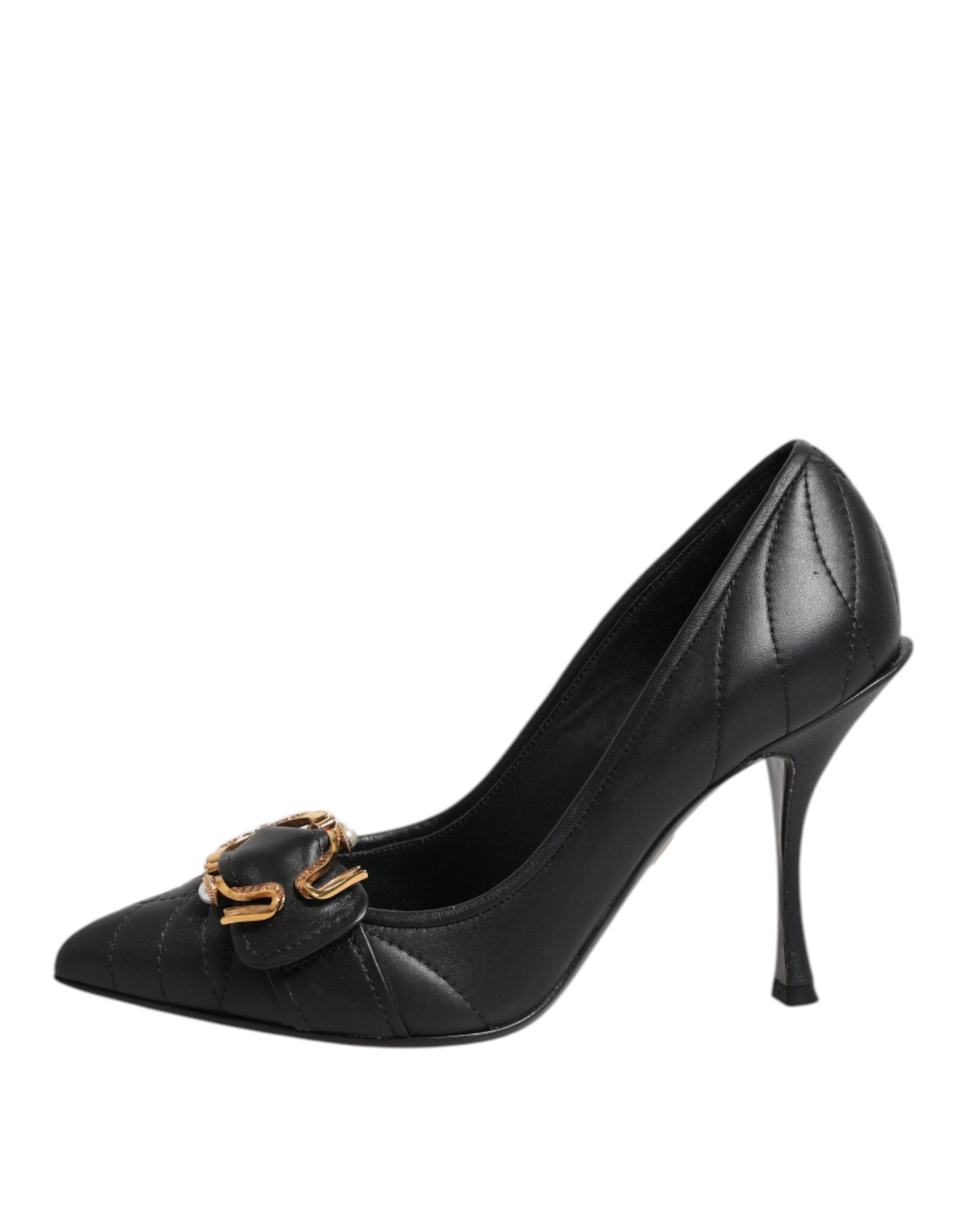 Dolce & Gabbana Schwarz Devotion Leder Heels Pumps Schuhe-6