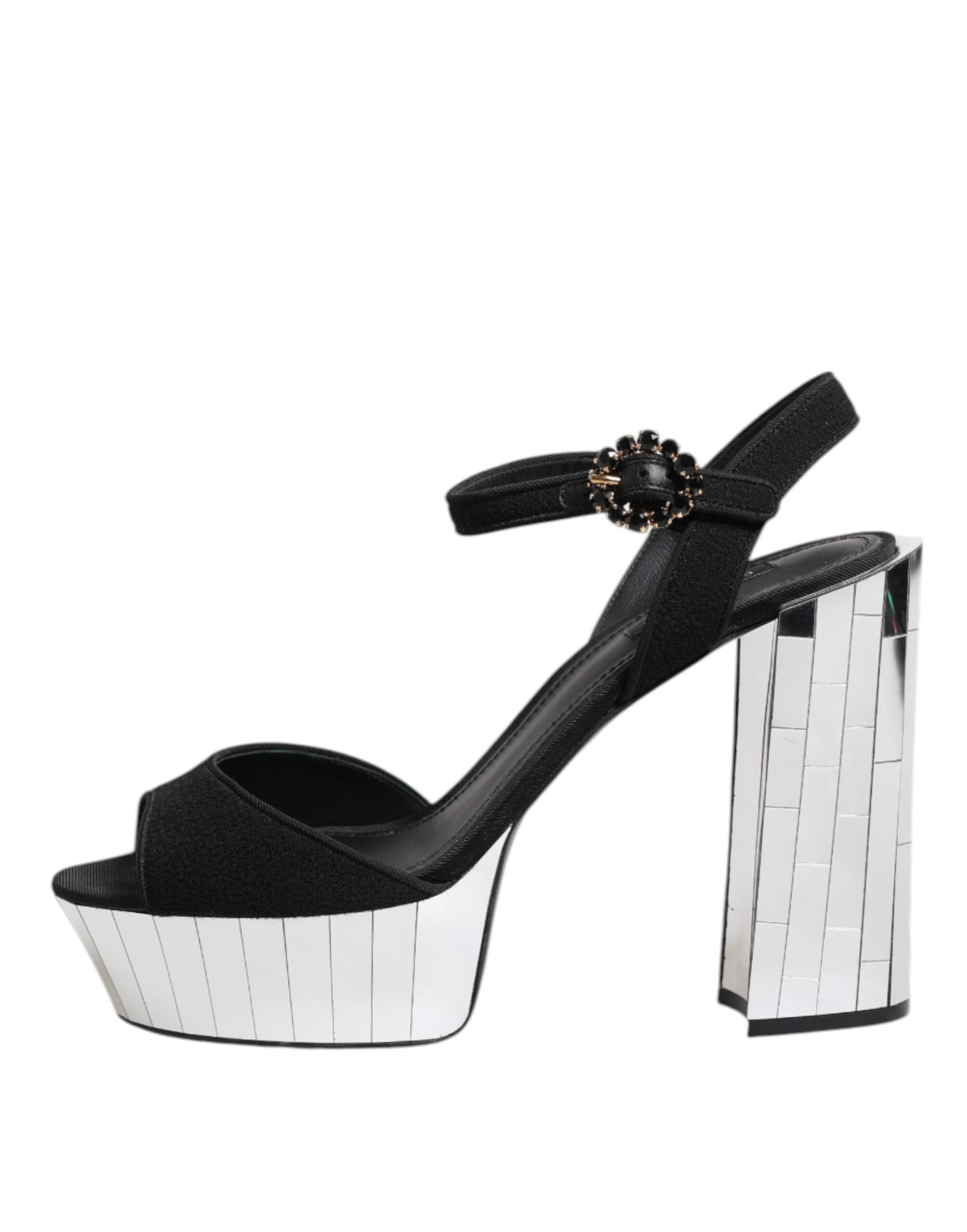 Dolce & Gabbana Black Crystal Ankle Strap Keira Sandal Shoes-6