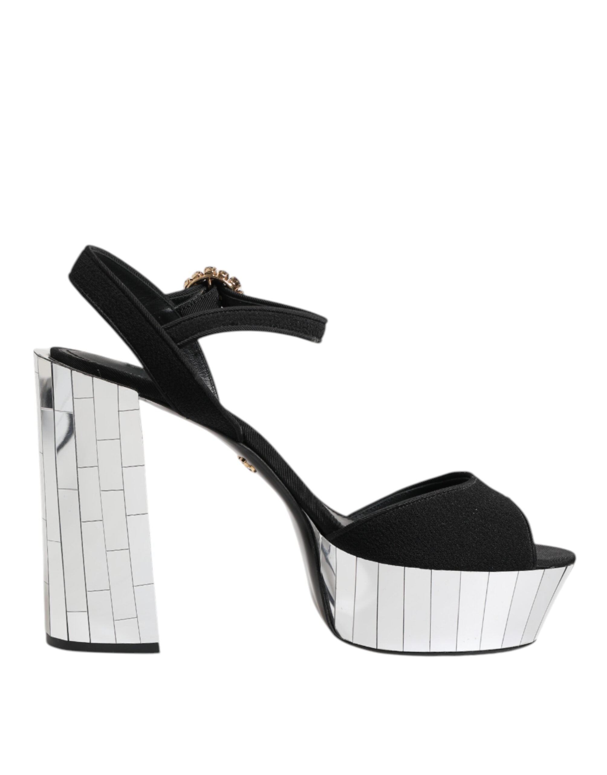 Dolce & Gabbana Black Crystal Ankle Strap Keira Sandal Shoes-7