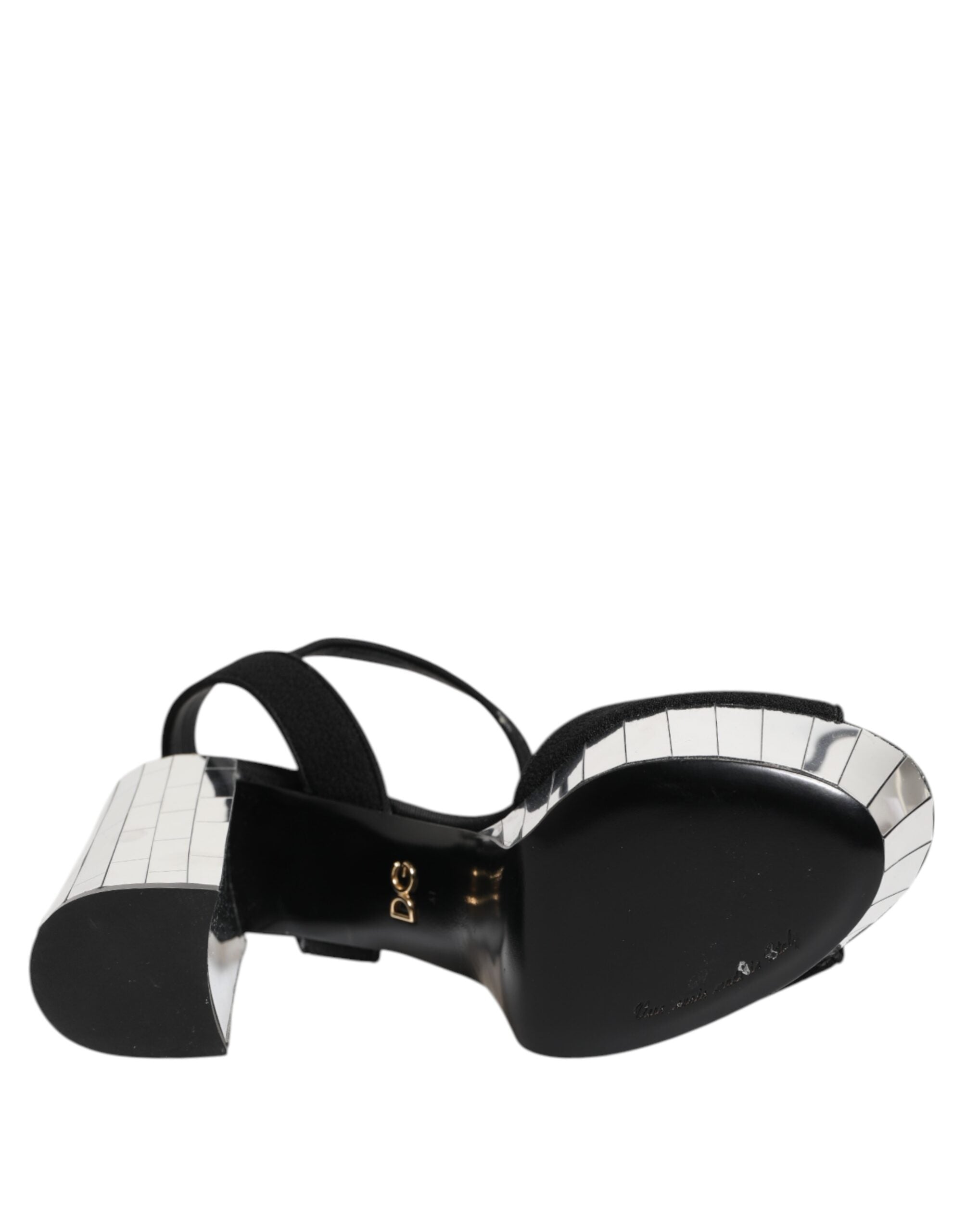 Dolce & Gabbana Black Crystal Ankle Strap Keira Sandal Shoes-8