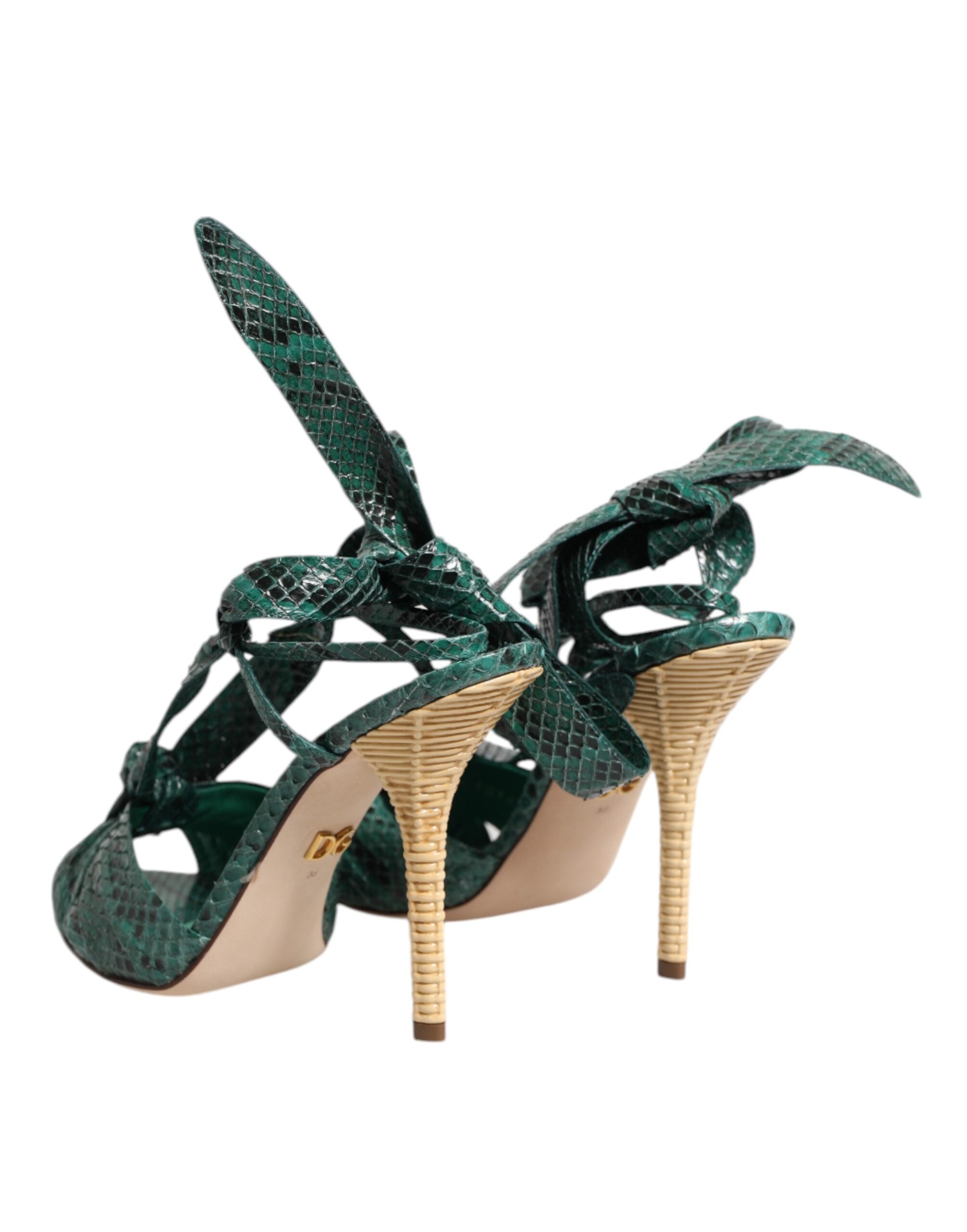 Sandalias de tacón de piel de pitón verde de Dolce & Gabbana-5