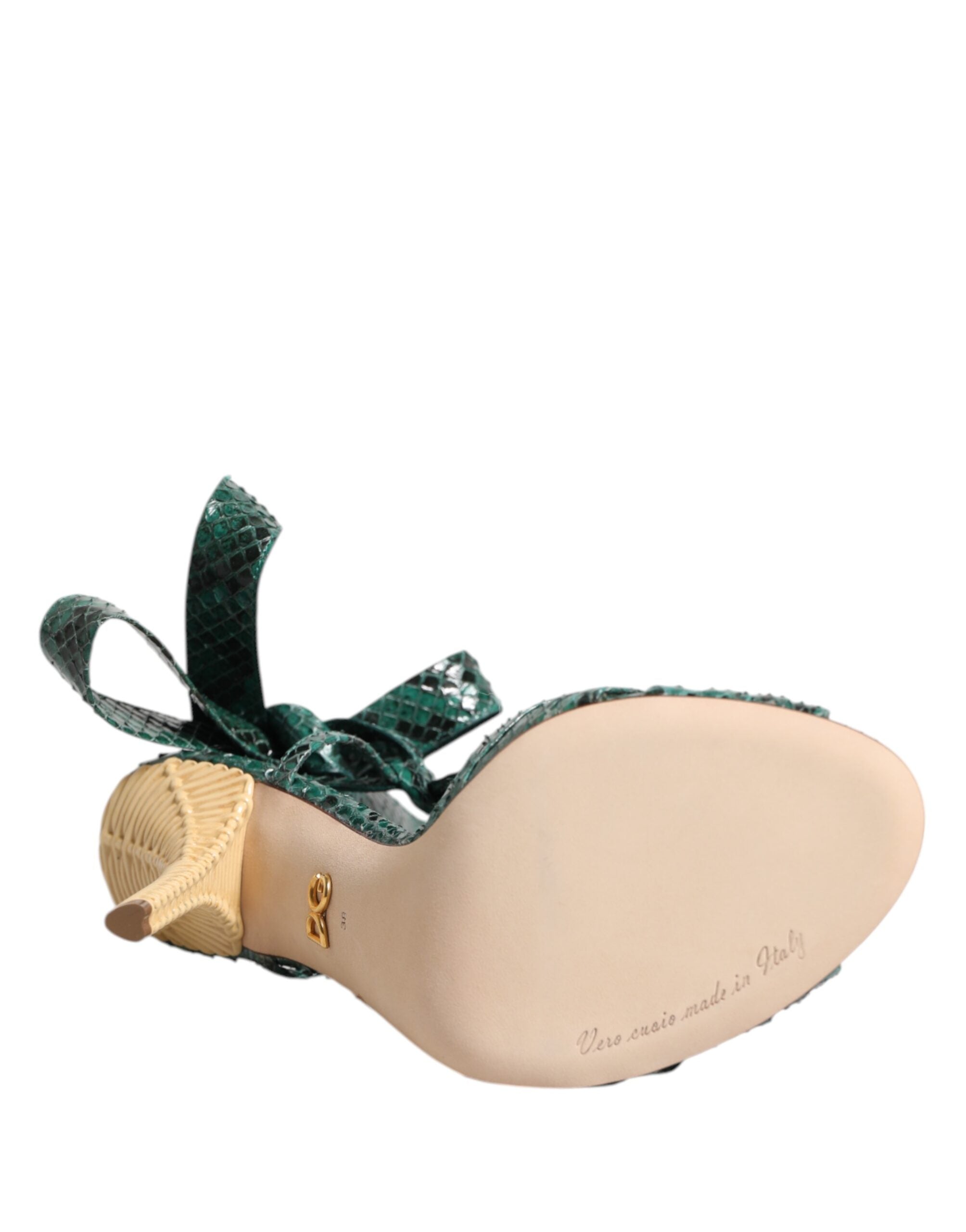 Sandalias de tacón de piel de pitón verde de Dolce & Gabbana-8