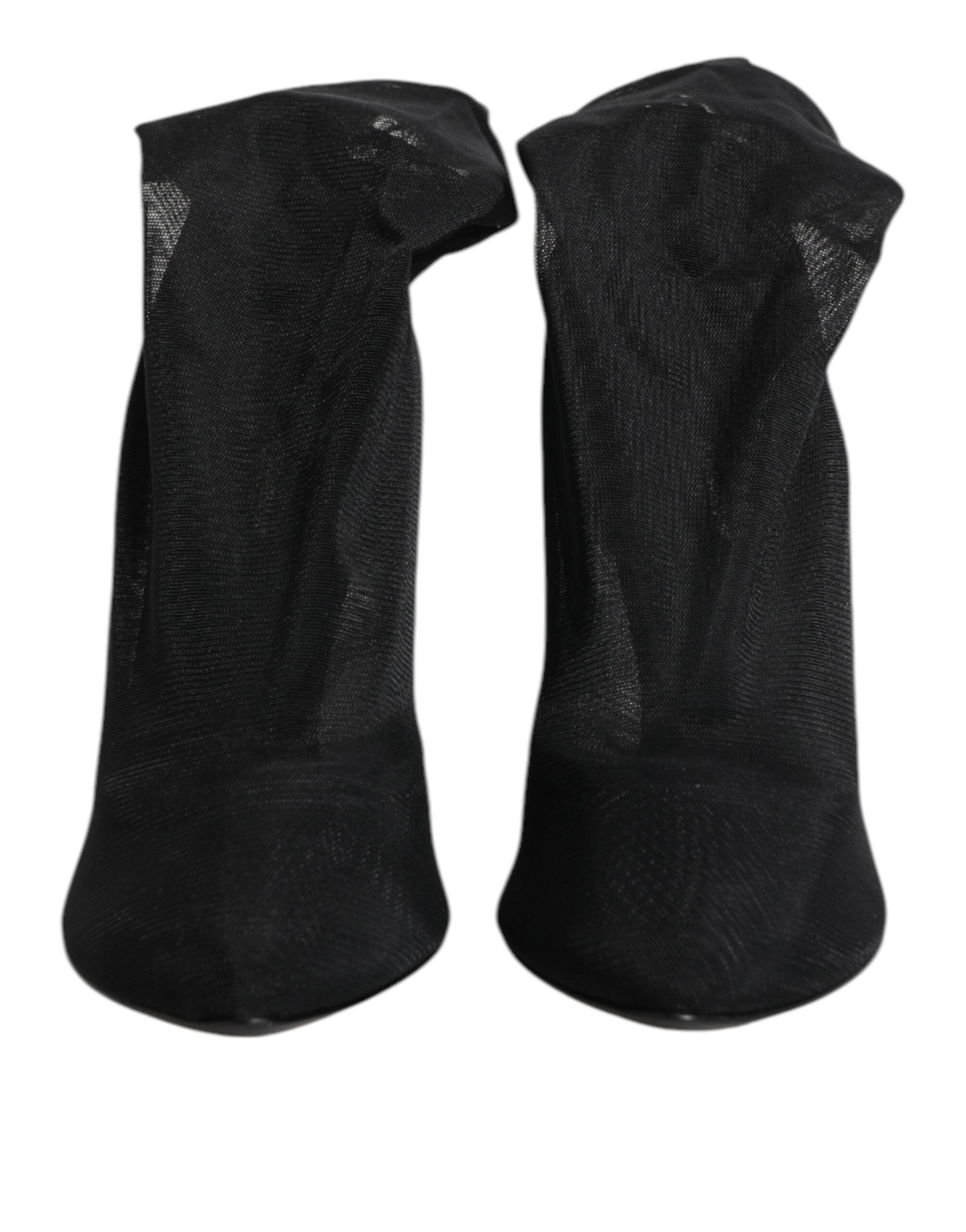 Dolce & Gabbana Schwarz Seide Stretch Mesh Socke Stiefel Schuhe-2