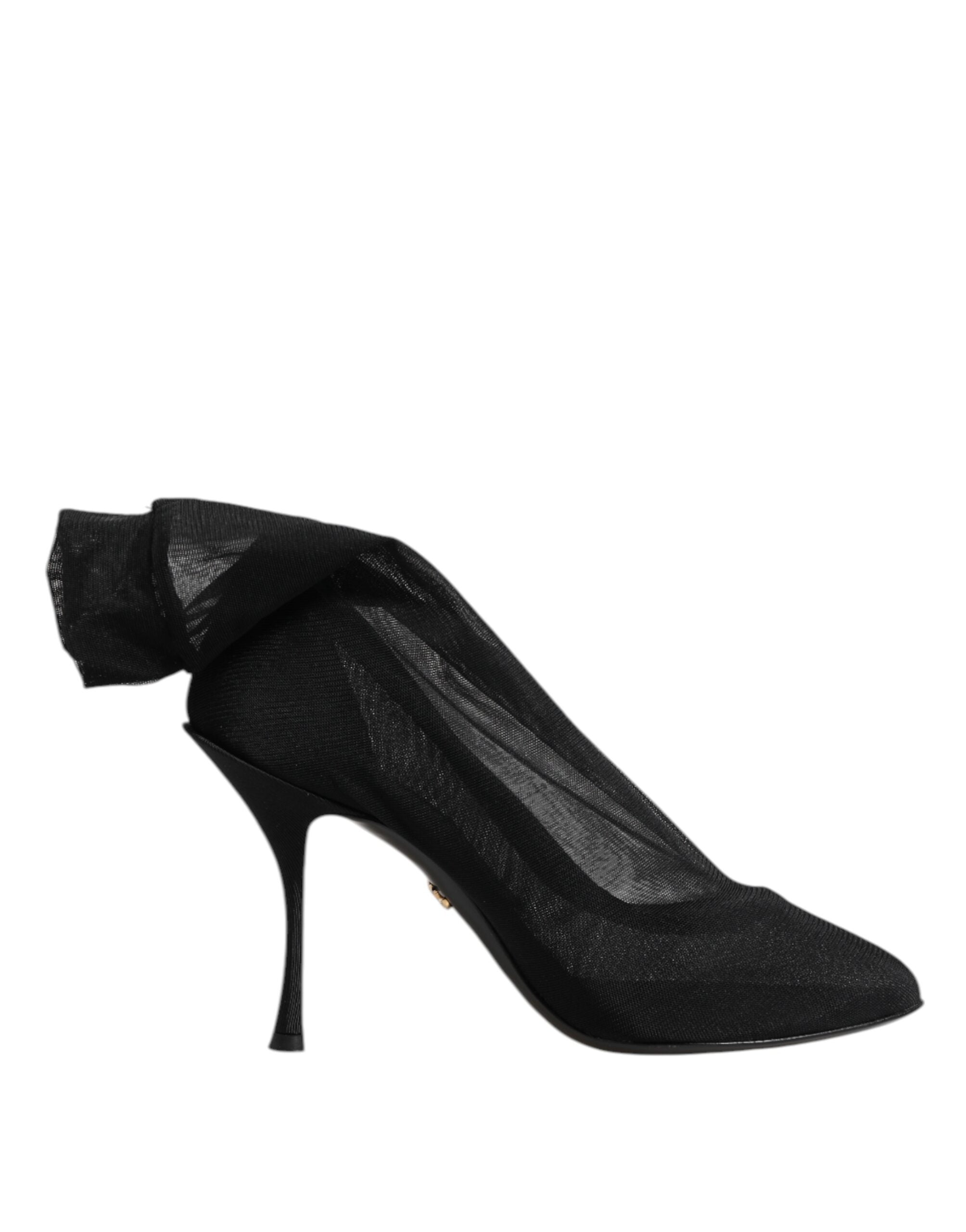 Dolce & Gabbana Schwarz Seide Stretch Mesh Socke Stiefel Schuhe-1