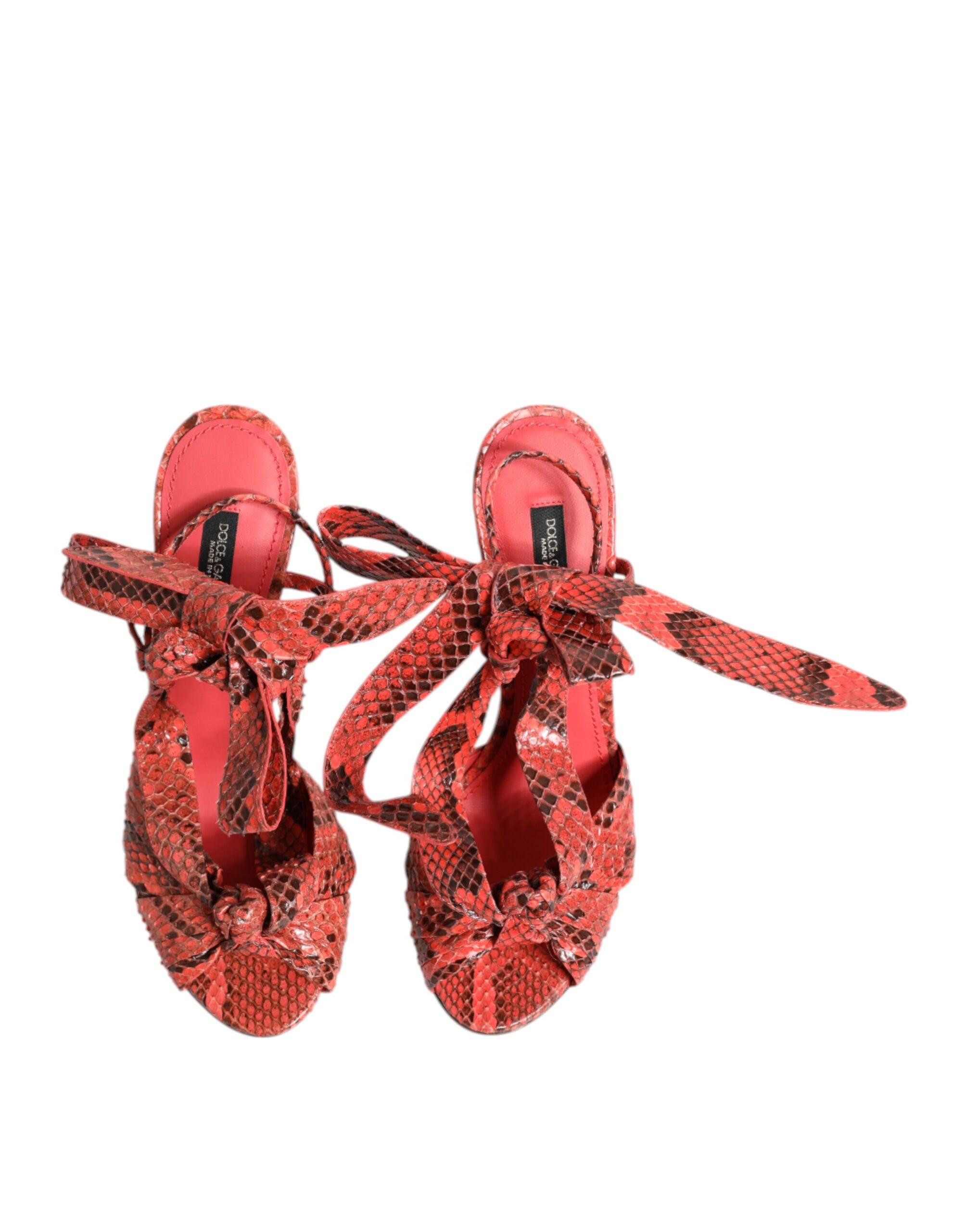 Dolce & Gabbana Coral Python Leather Heels Sandals Shoes-3