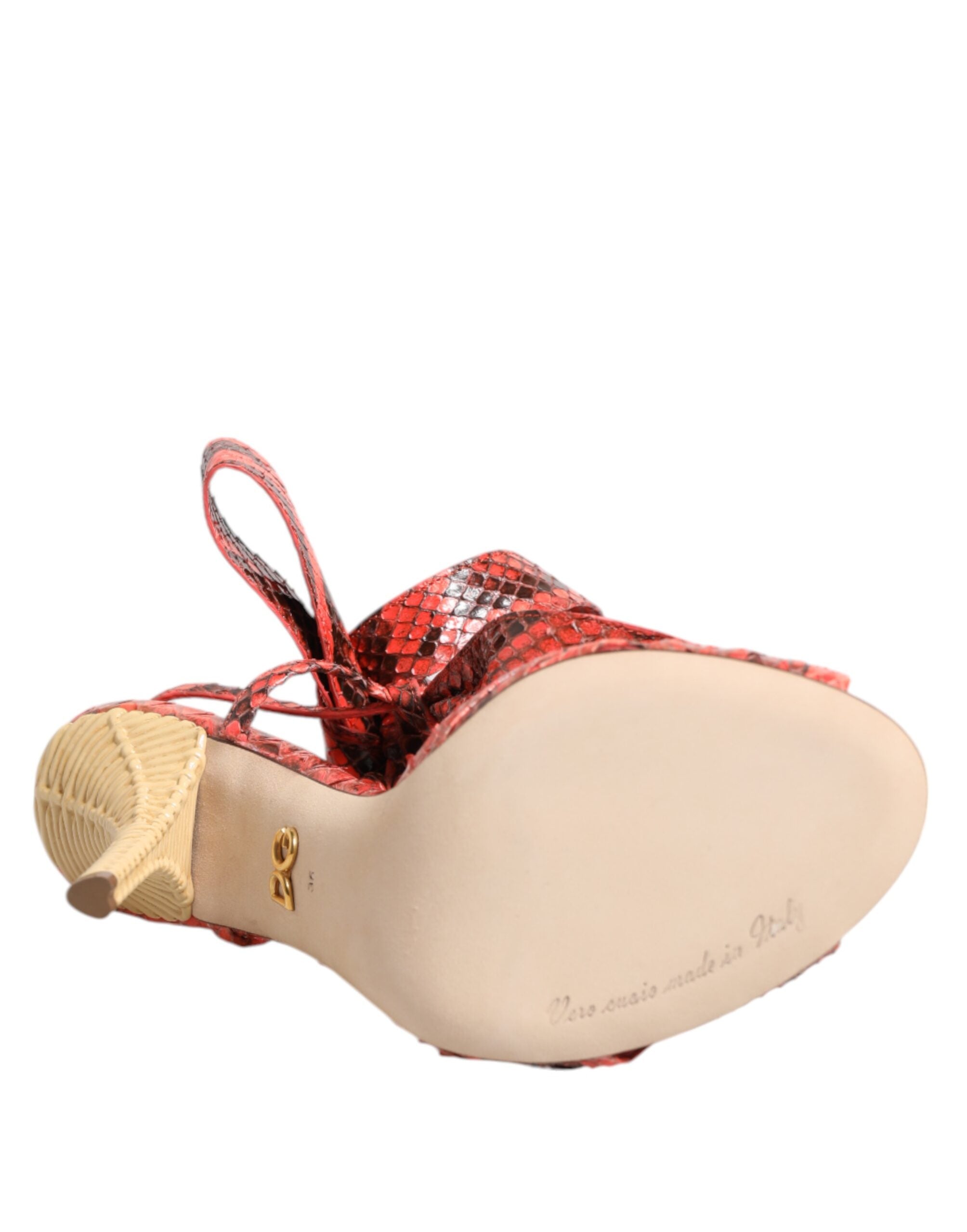 Dolce & Gabbana Coral Python Leather Heels Sandals Shoes-8