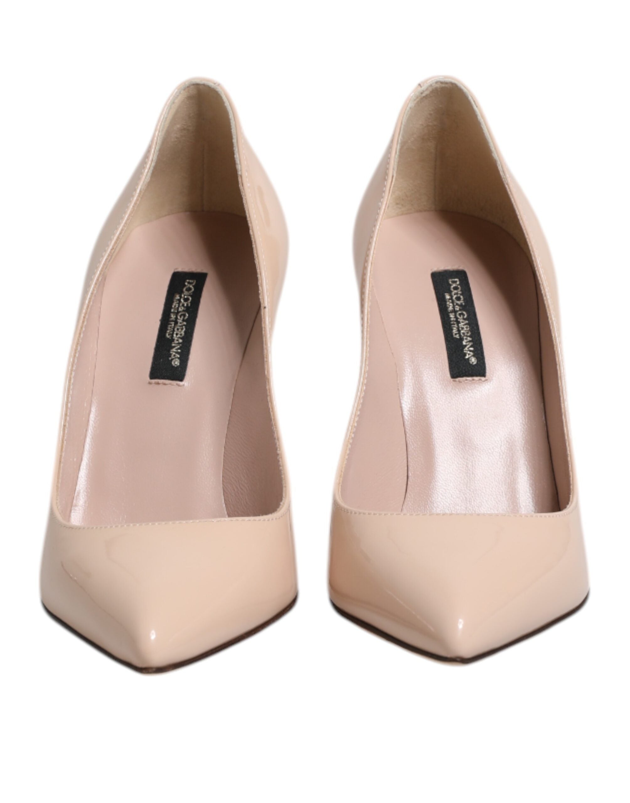 Dolce & Gabbana Beige Patent Leather Stiletto Heel Pumps Shoes-2