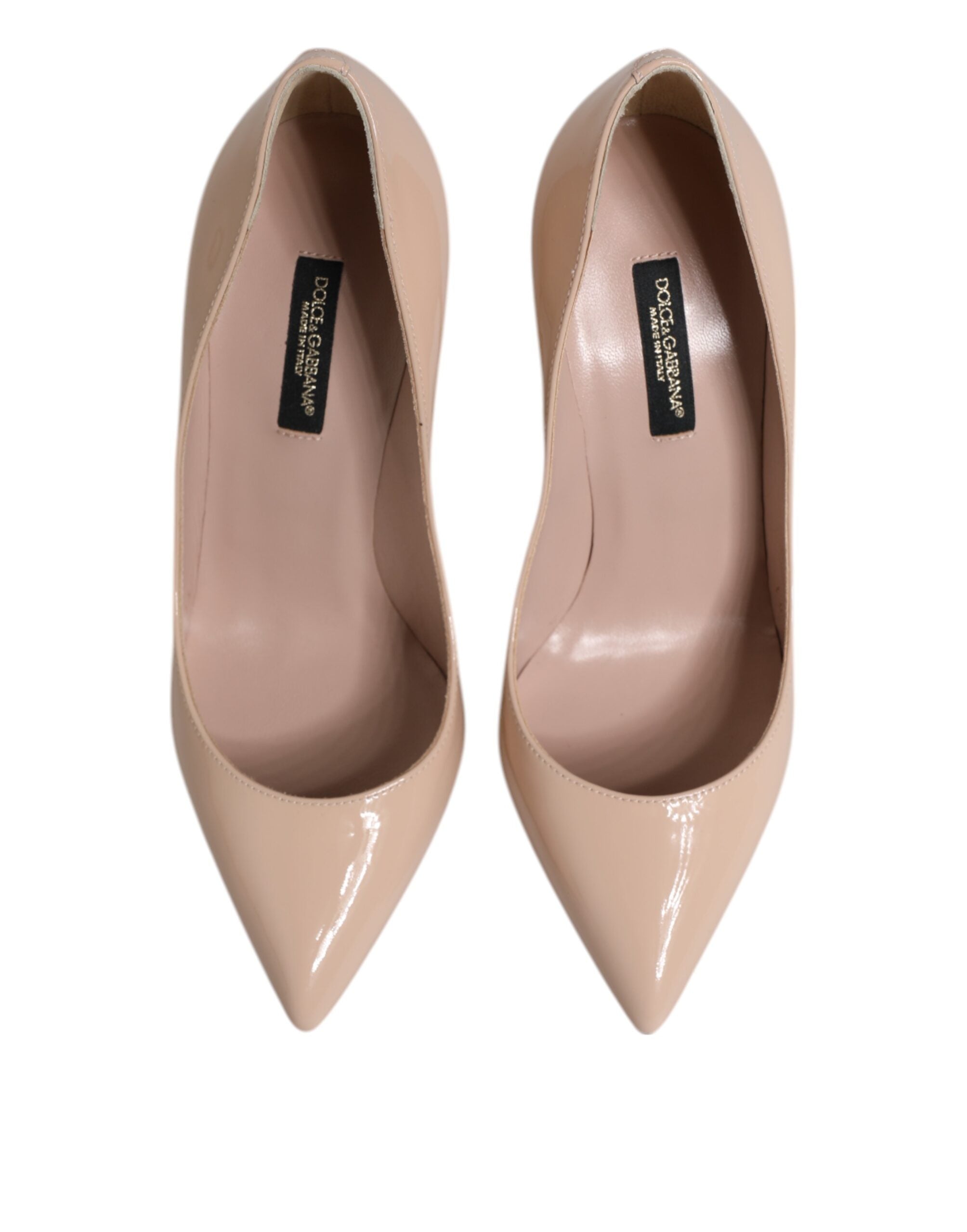Dolce & Gabbana Beige Patent Leather Stiletto Heel Pumps Shoes-3