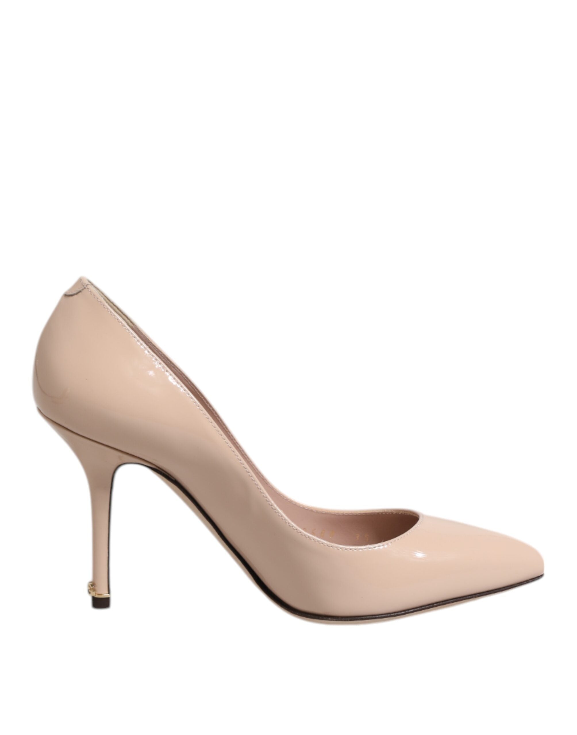 Dolce & Gabbana Beige Patent Leather Stiletto Heel Pumps Shoes-1