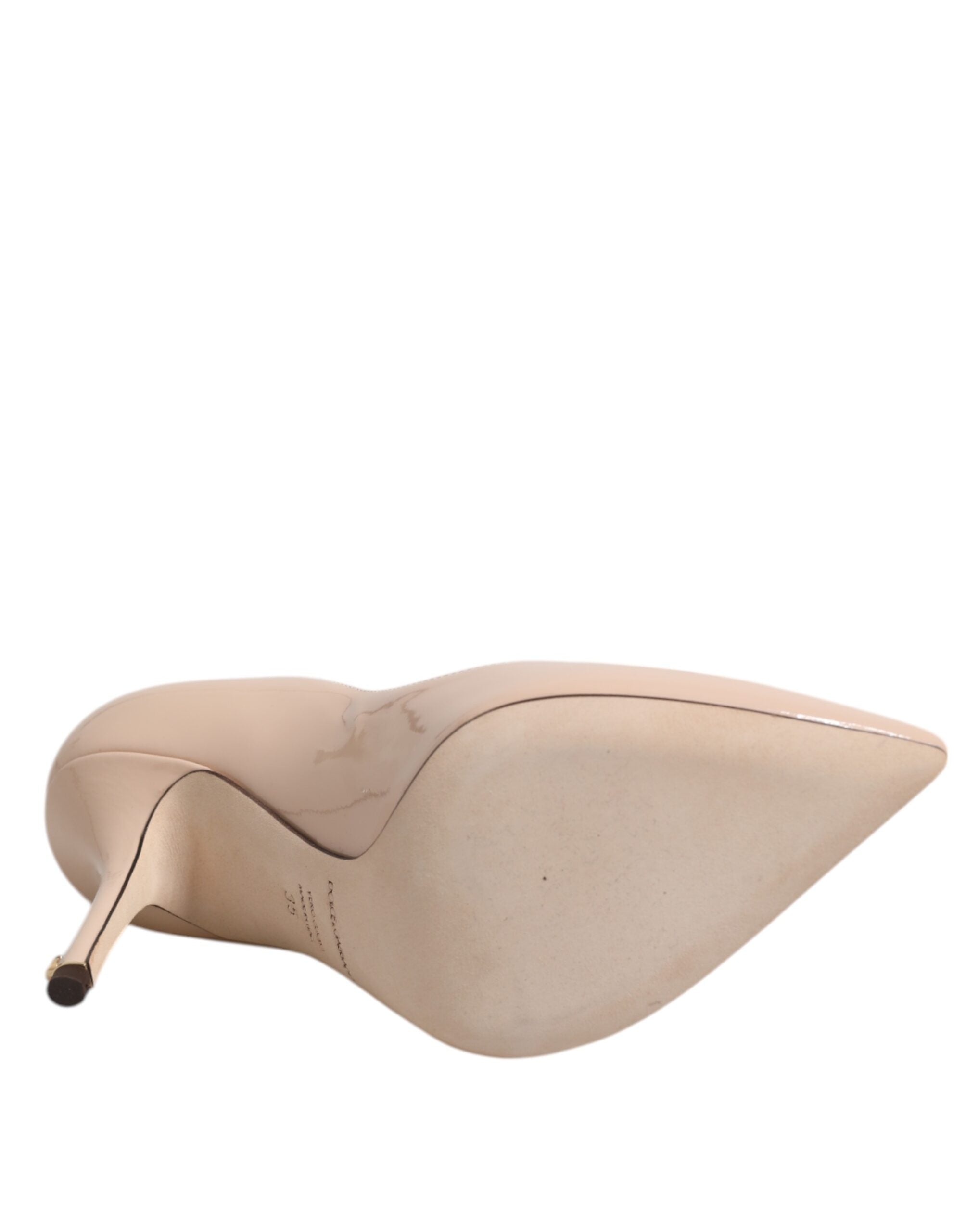 Dolce & Gabbana Beige Patent Leather Stiletto Heel Pumps Shoes-8
