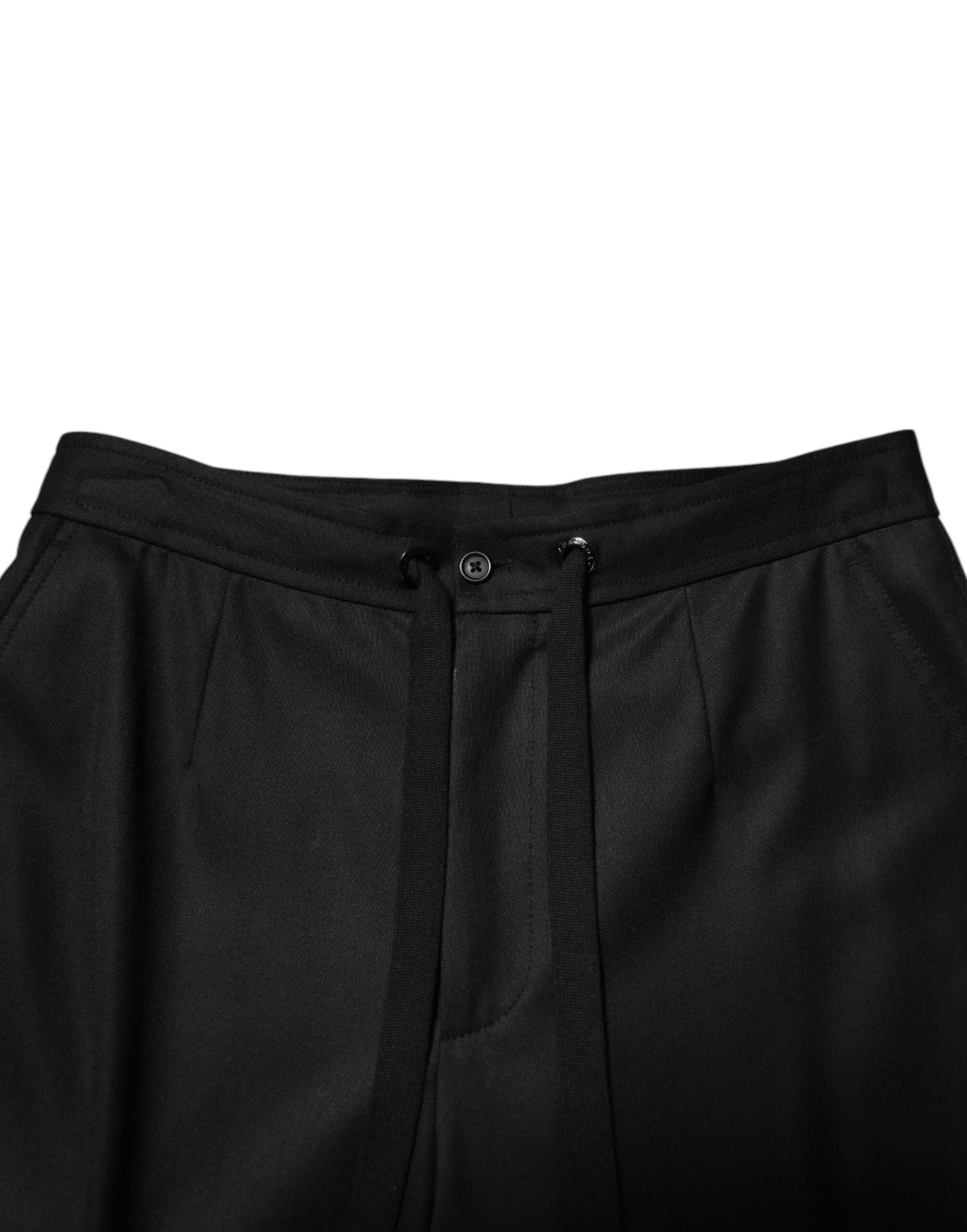Dolce & Gabbana Solide Schwarze Cargo Jogger Männer Sweatpants Hosen-5