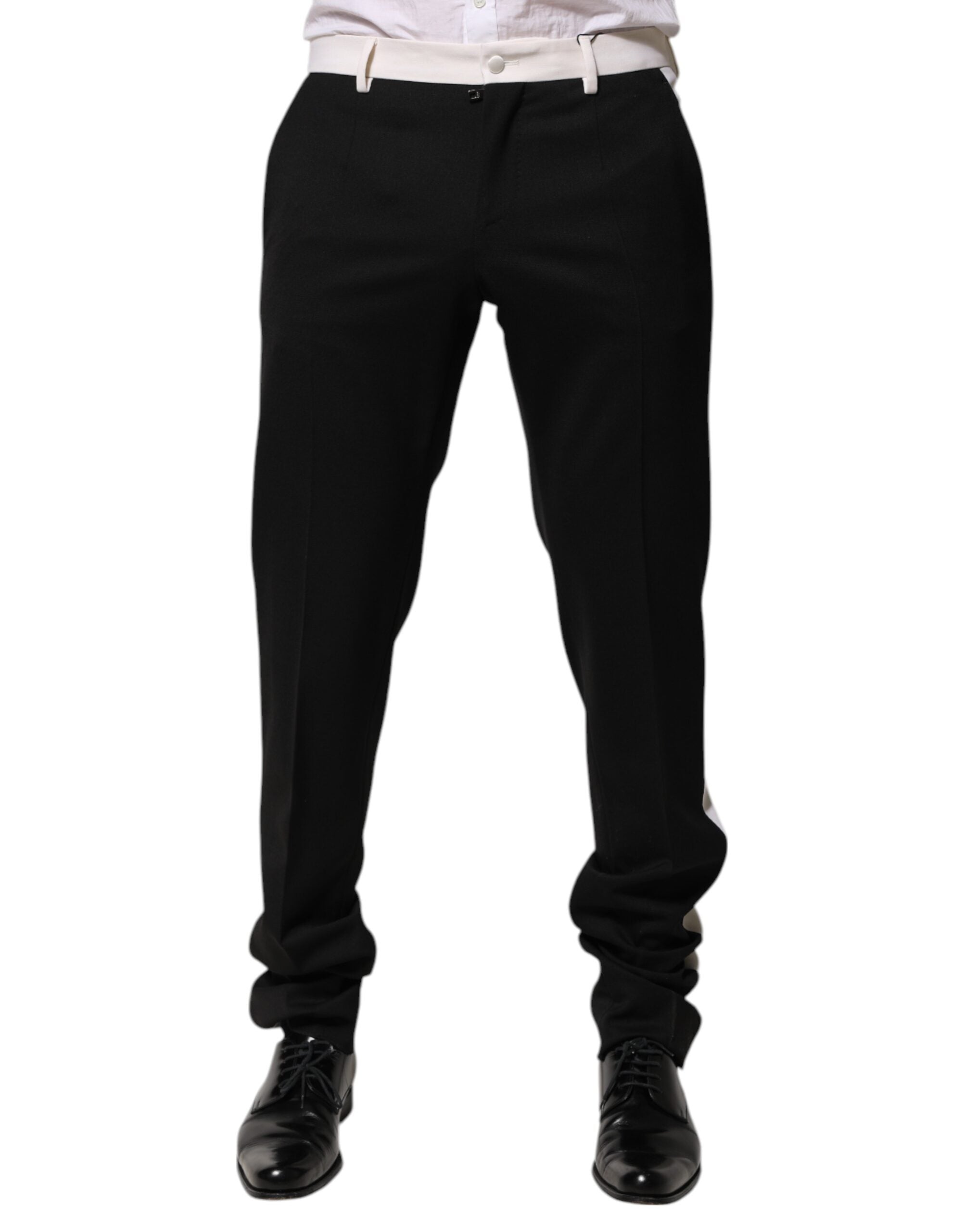 Pantalones de lana a rayas blancas y negras para hombre de Dolce & Gabbana-1