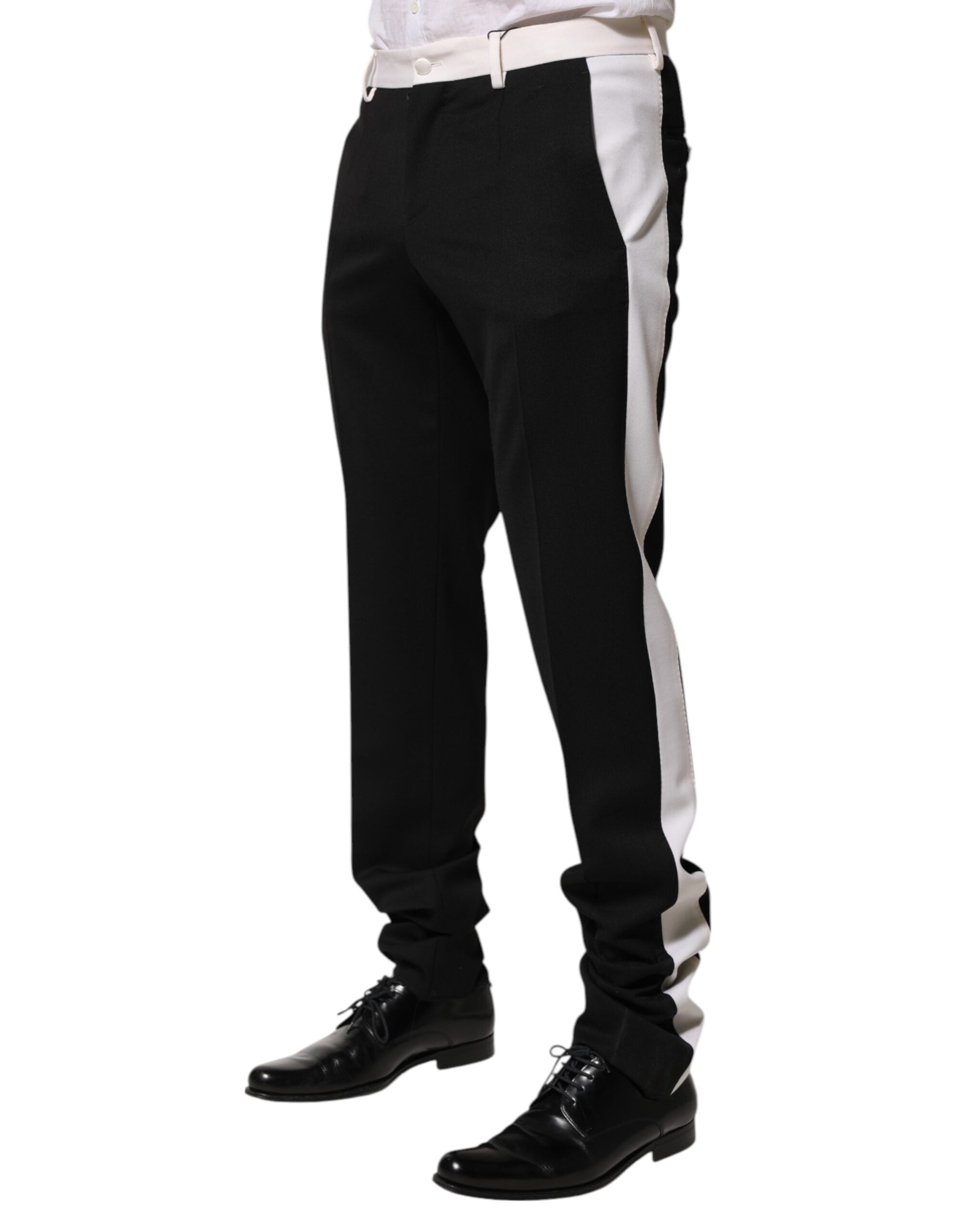 Pantalones de lana a rayas blancas y negras para hombre de Dolce & Gabbana-3