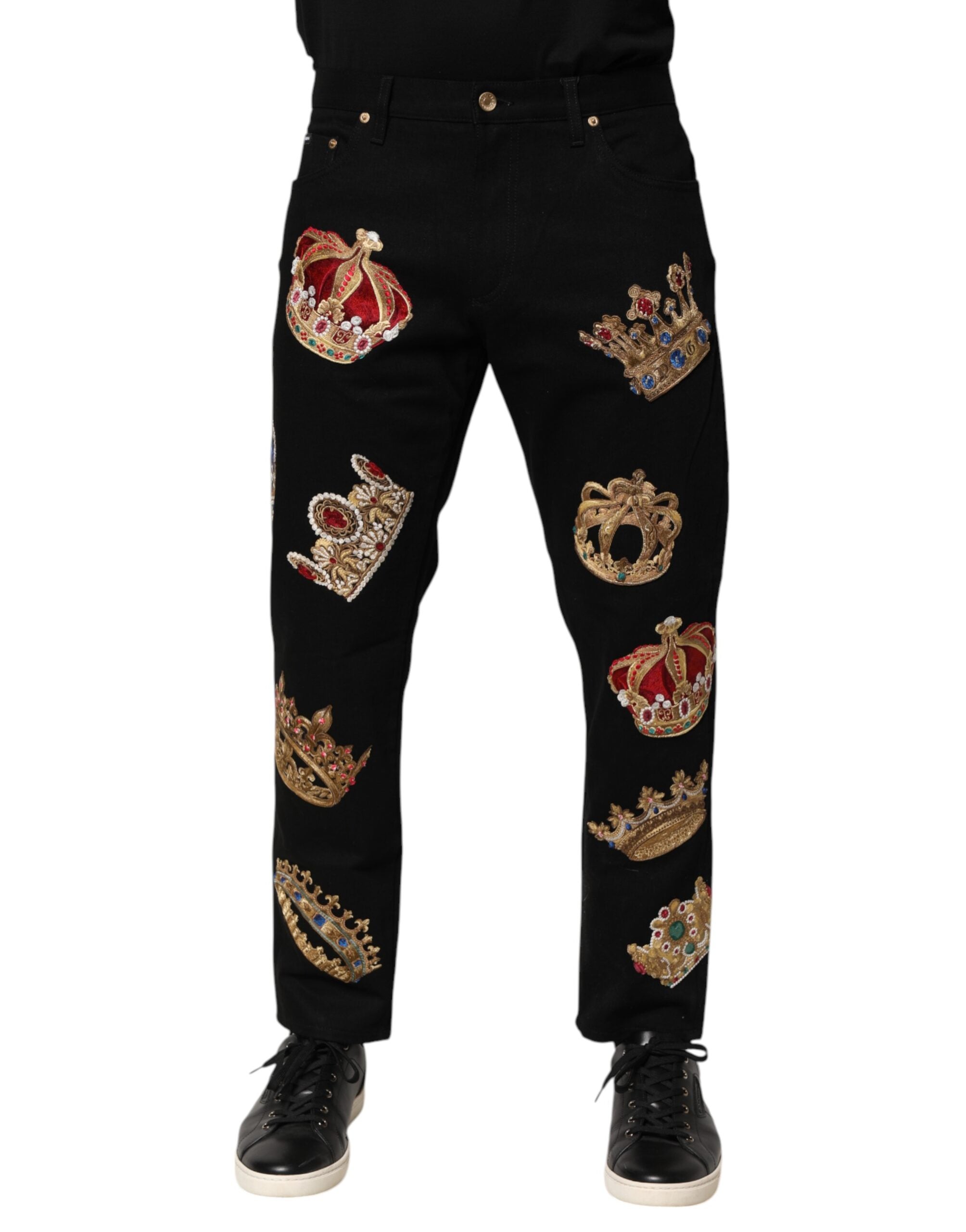 Dolce & Gabbana Black Baroque Royal Men's Dress Trousers Pants-2