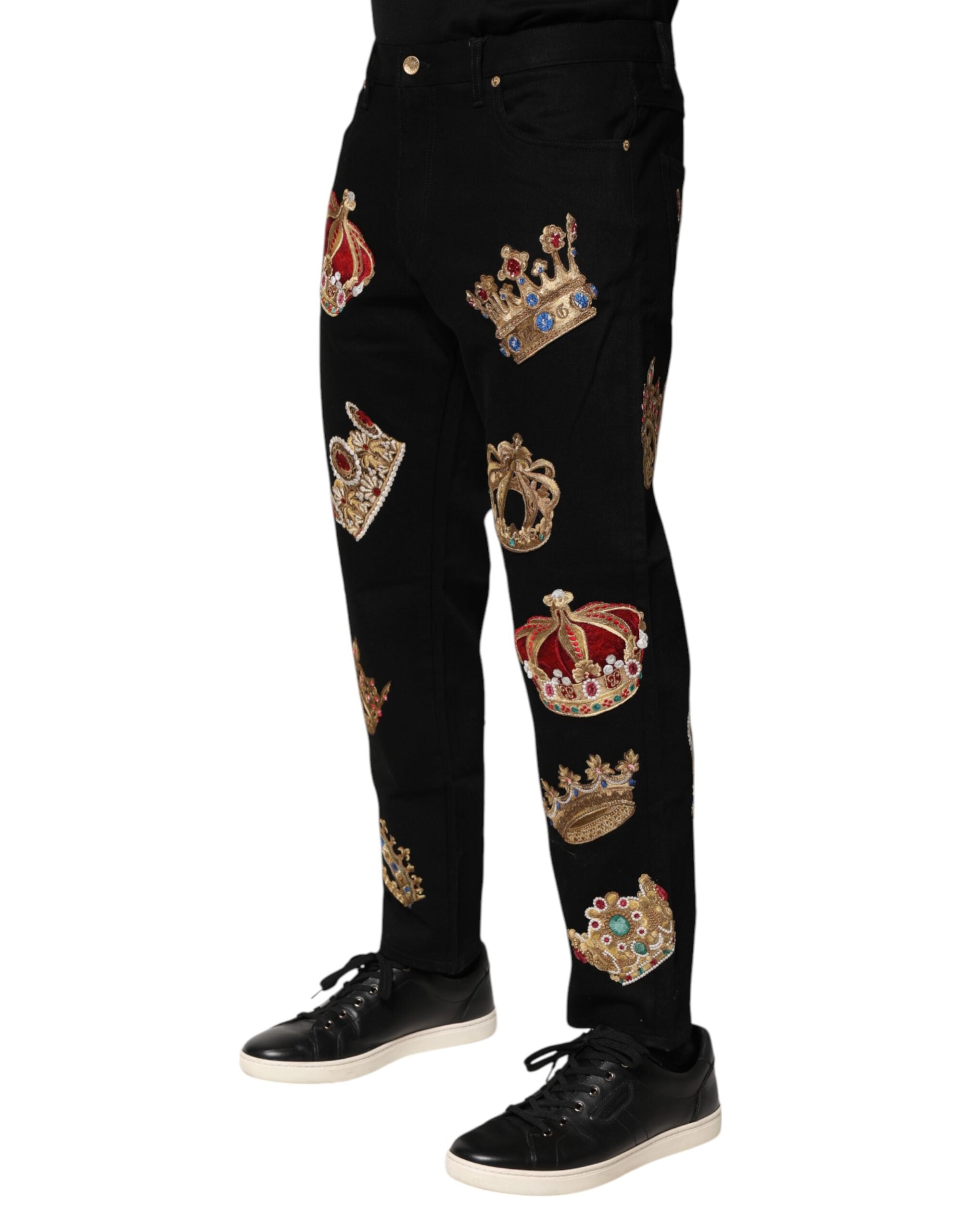Dolce & Gabbana Black Baroque Royal Men's Dress Trousers Pants-3