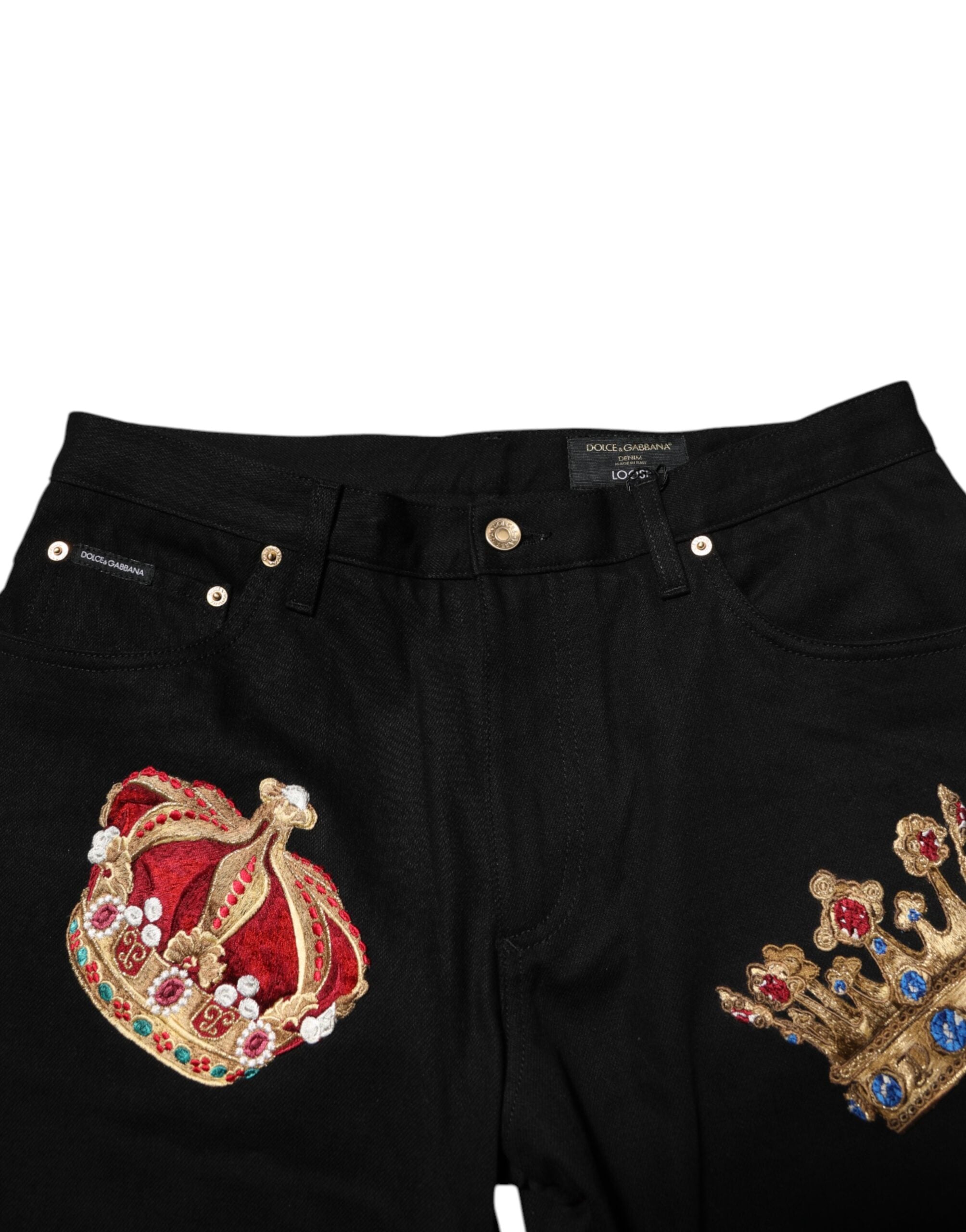 Dolce & Gabbana Black Baroque Royal Men's Dress Trousers Pants-5