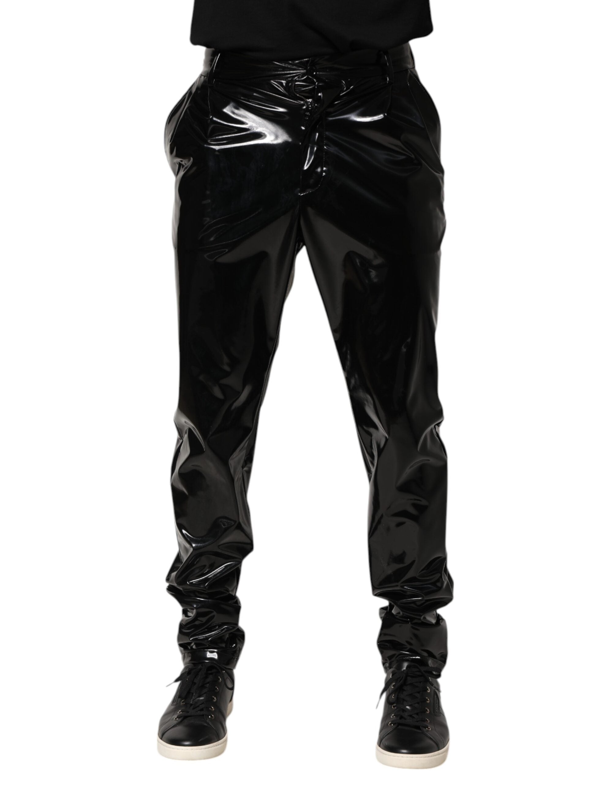 Dolce & Gabbana Black Polyester Mid Waist Men's Trousers-2