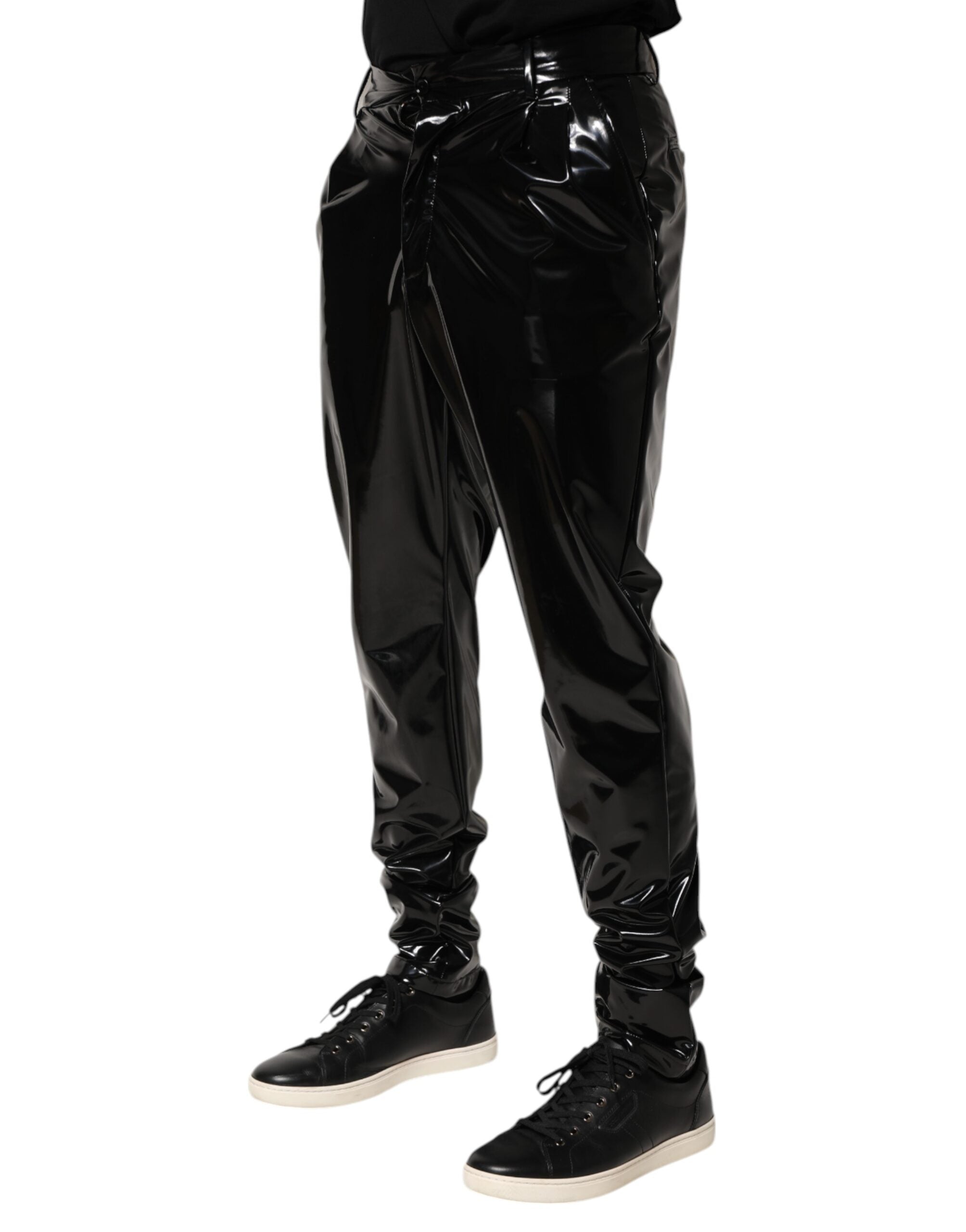 Dolce & Gabbana Black Polyester Mid Waist Men's Trousers-3