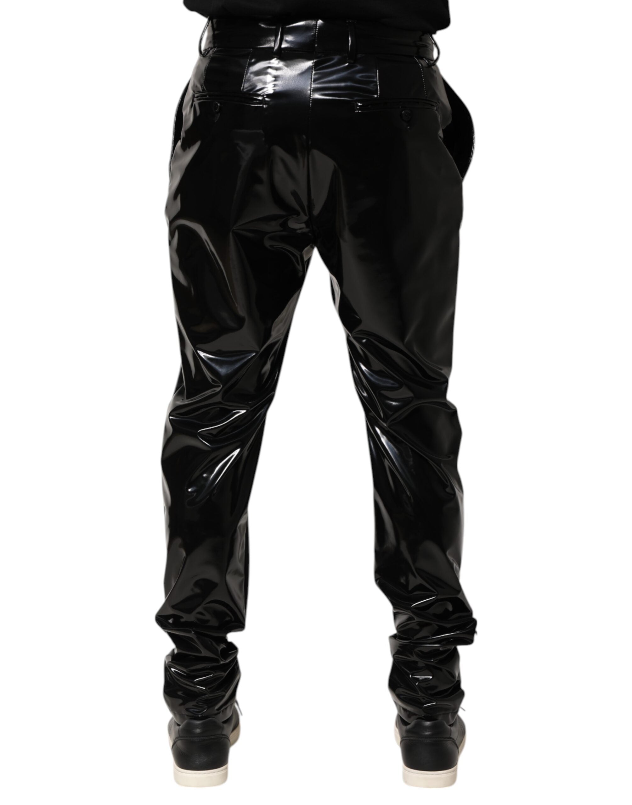 Dolce & Gabbana Black Polyester Mid Waist Men's Trousers-4