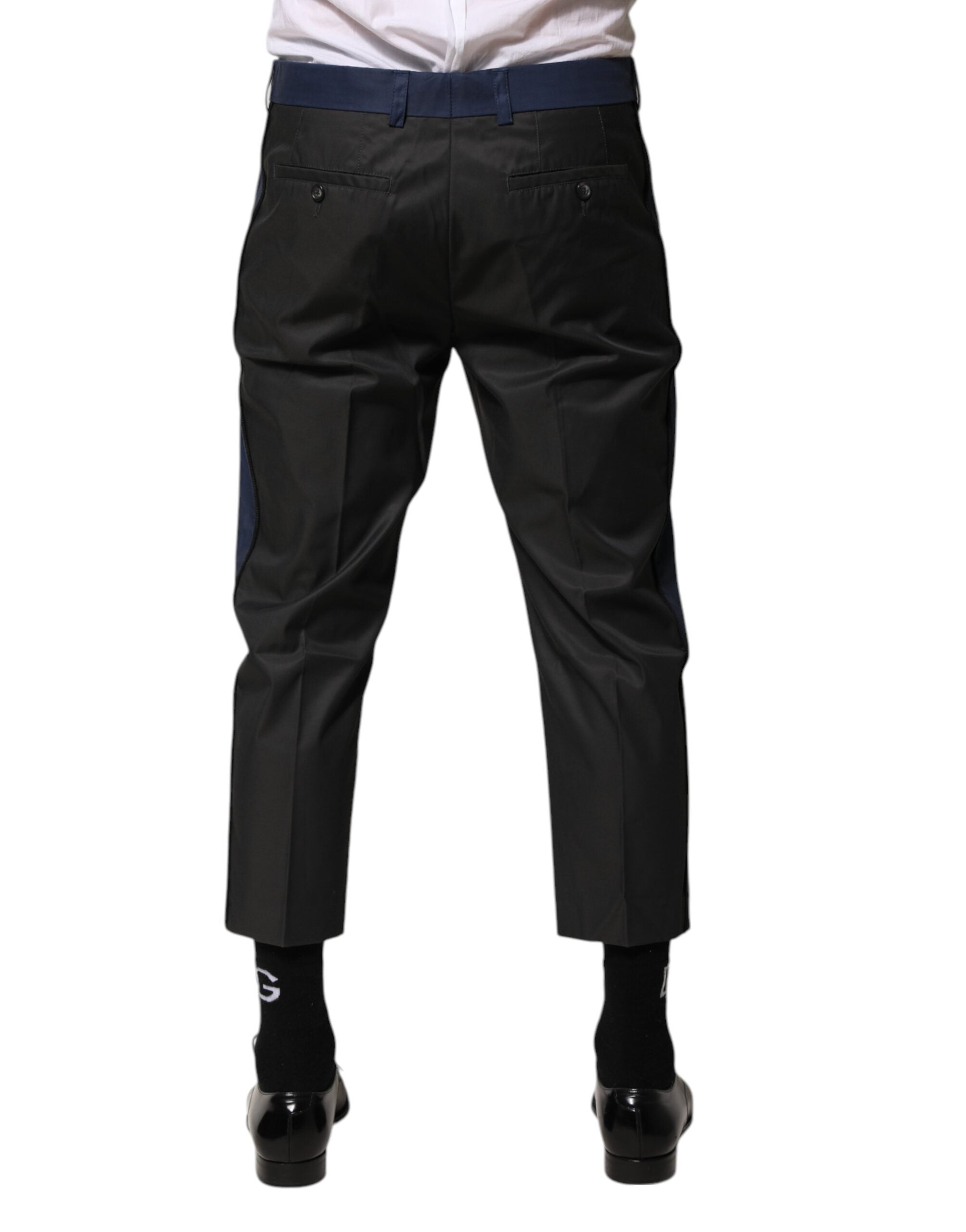 Dolce & Gabbana Grau Blau Baumwolle 3/4 Chinos Crop Hose Hosen Hose-4